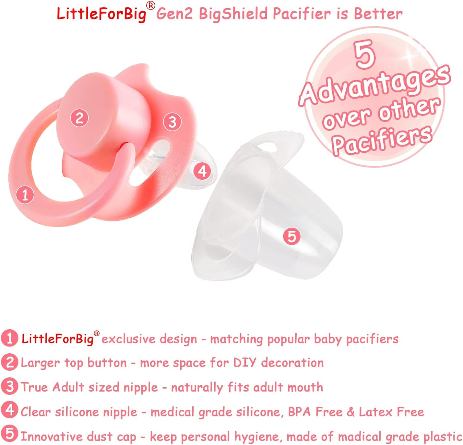 Littleforbig Pacifier Bigshield Gen-2 Pink image number 2