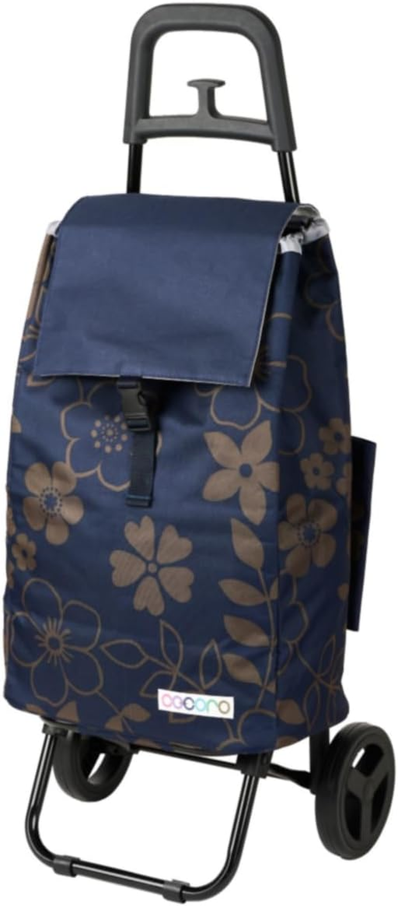 Cocoro 544914 Cocoro Shopping Cart Flower Cart Set, Navy, 1.6 Gal (40 L), Luggage Hook, Floral Pattern, Foldable, Pocket Storage, Cold Retention, Thermal Retention, Eco Bag, Shopping, Stylish, Cute, image number 1