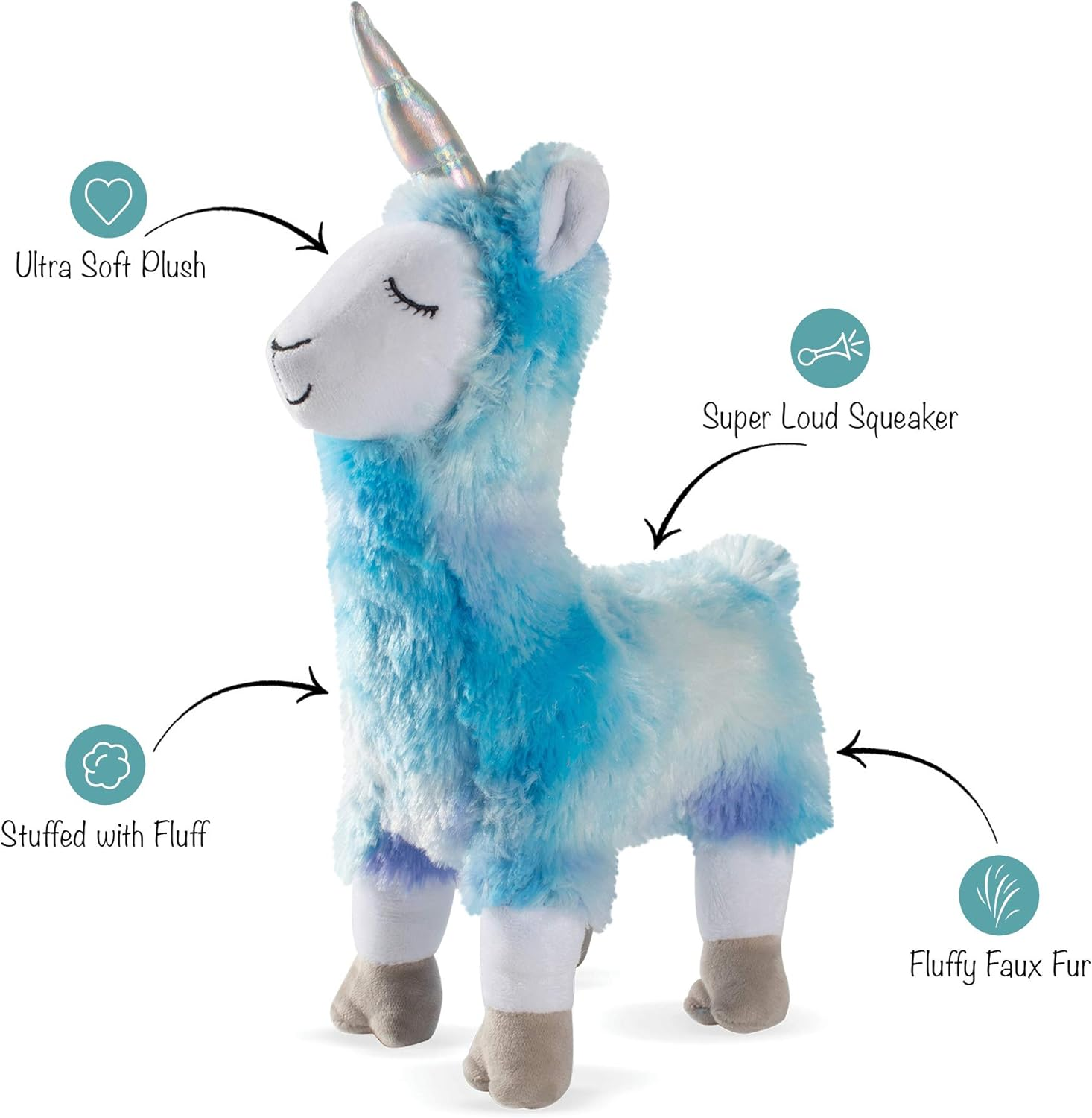 FRINGE Studio Dog Toy, Cool Blues Llamacorn-Plush Pet Toy (289358) image number 2
