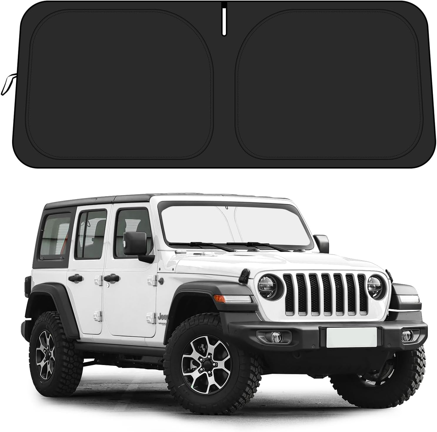 For Jeep Wrangler JL JLU 2018-2025 / Gladiator 2020-2025 Sunshade, Car Front Window Covers Sun Visor Protector, Foldable Blocks UV Rays Windshield Sun Shade for Jeep Wrangler Gladiator Accessories image number 1