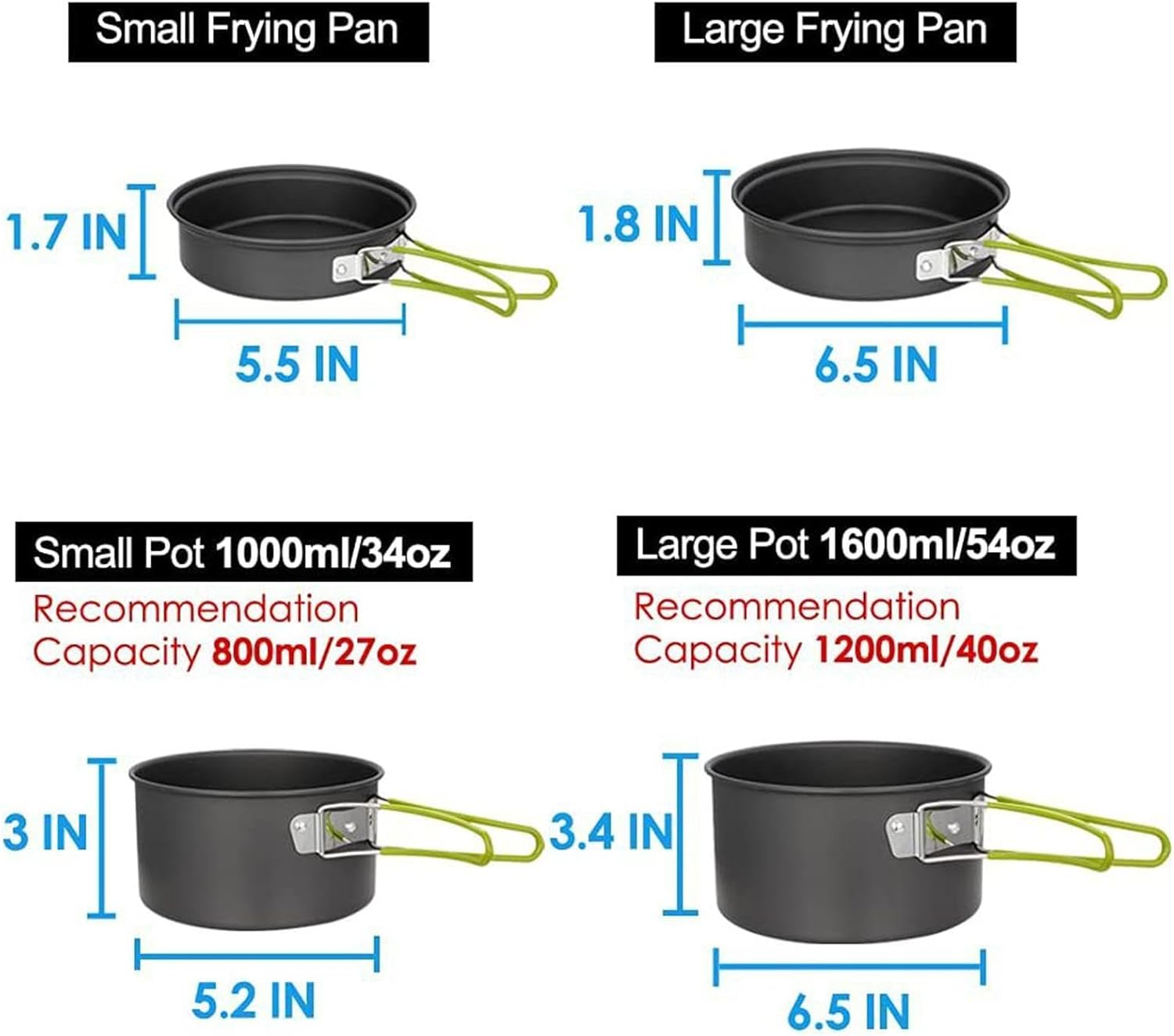 Outdoor Camping Pot Set - Camping Cookware Kit | Backpacking Cooking Pot and Pan | 10 Piece Set Outdoor Pots Pans, Camping Cookware Picnic Cooking Set for Backpacking Gear & Hiking Outdoors image number 6