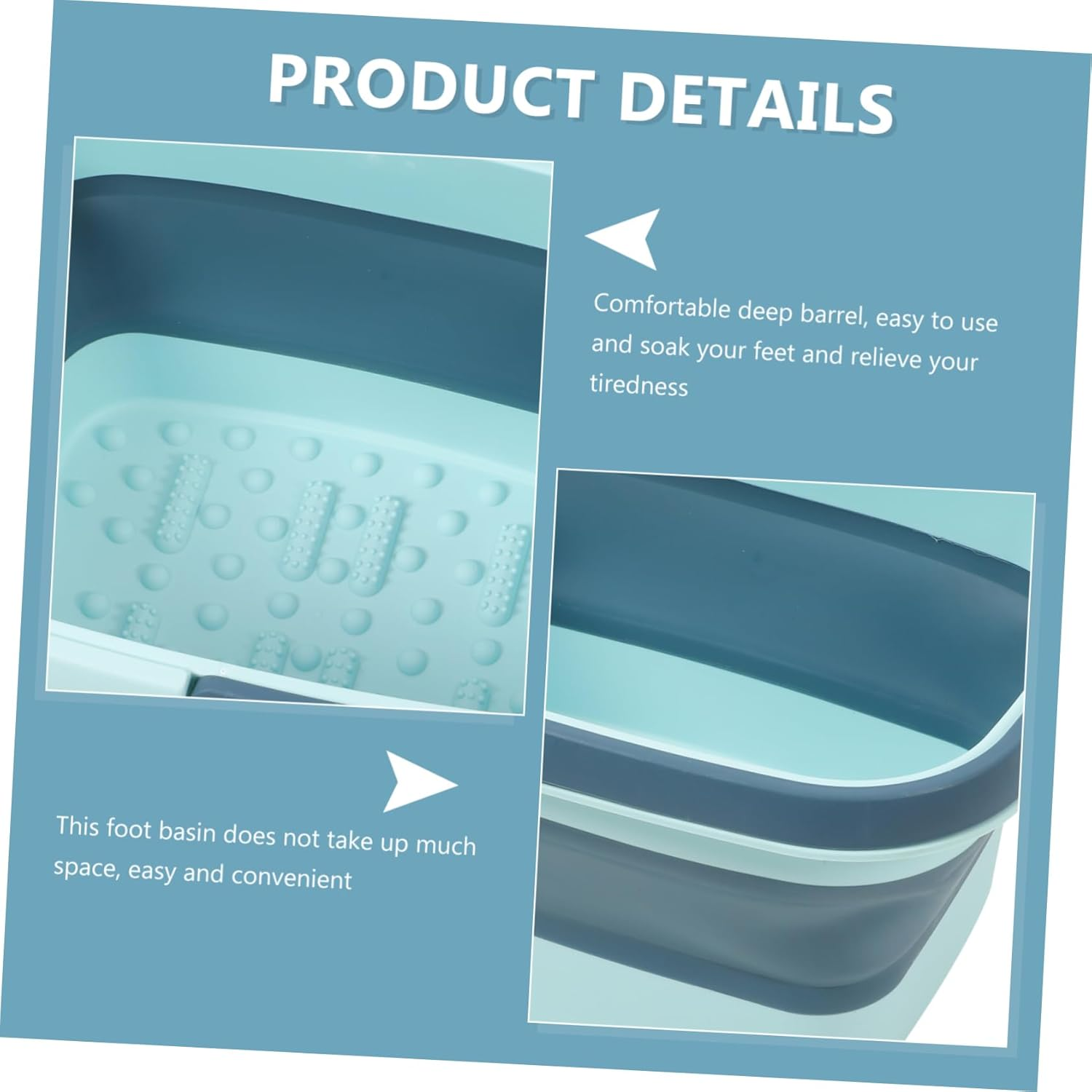 OHPHCALL Collapsible Foot Bath Bucket Portable Foot Basin Space-Saving Home Multi-Functional for Living Room image number 6