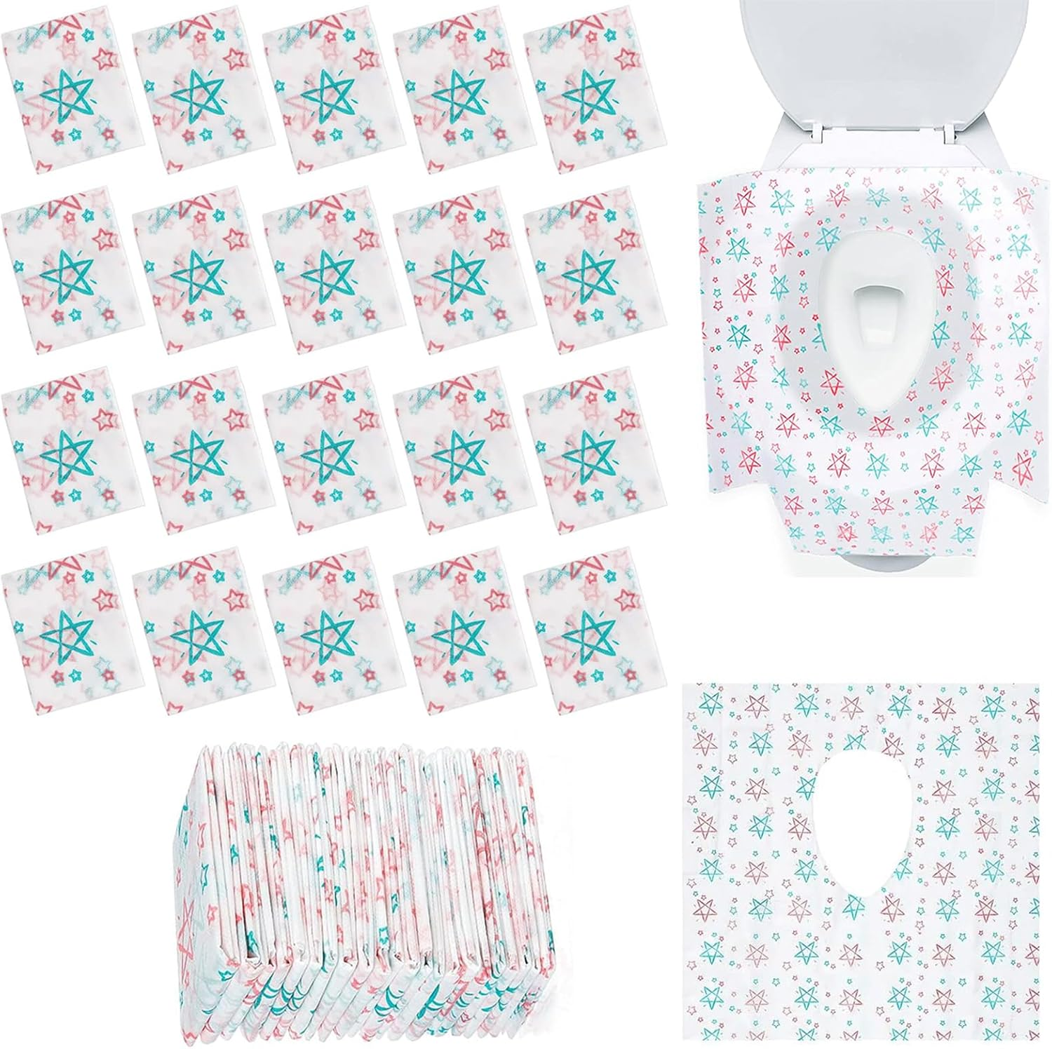 Toilet Seat Covers Disposable 20 Pack, Individually Wrapped Toilet Seat Shields Travel Accessories for Adults Kids with Non-Slip Adhesives, Potty Shields, Airplane, Waterproof image number 2