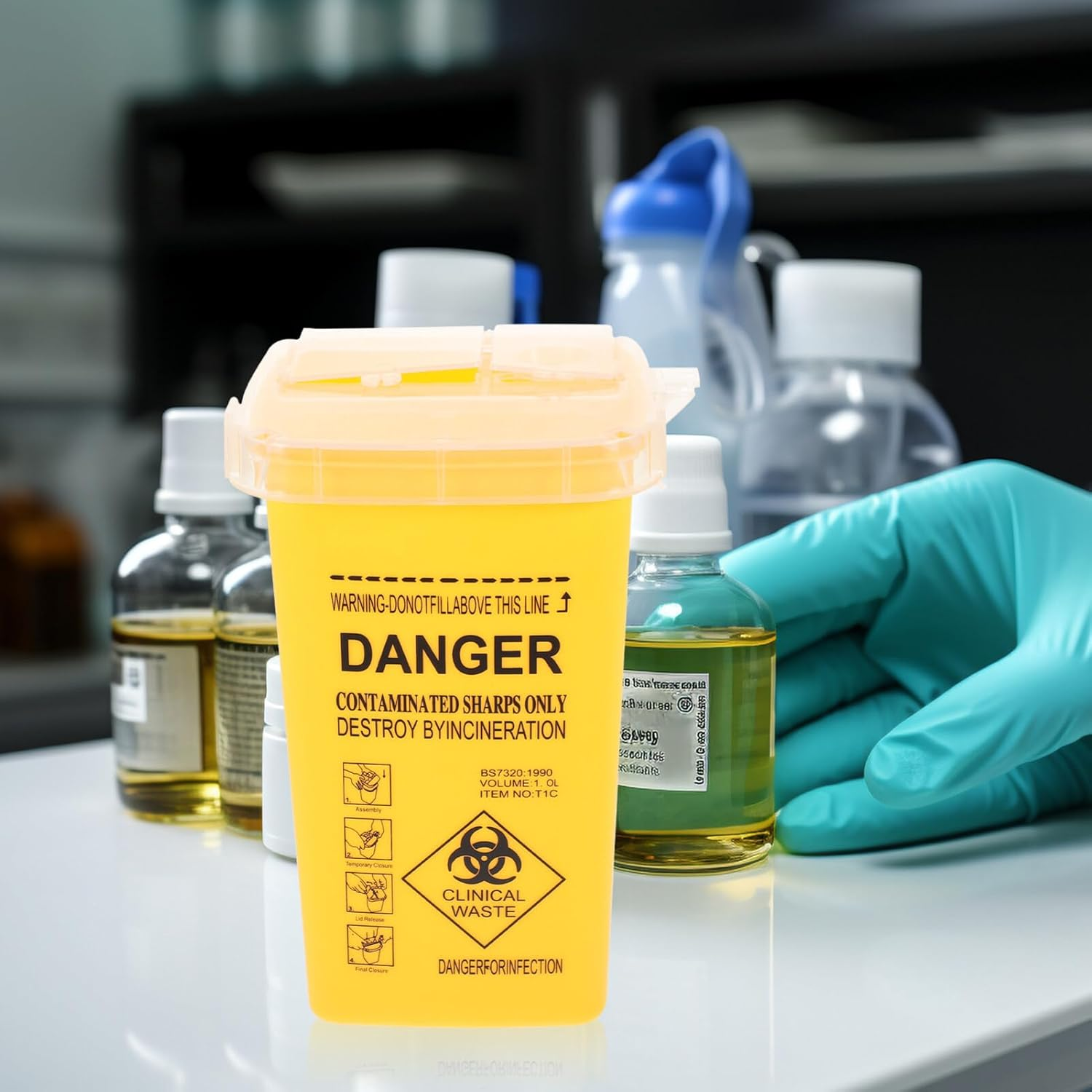 Gatuida Waste Sharps Container Travel Sharps Container Small Sharps Container Plastic Trash Can Sharps Bucket Sharps Plastic Bucket Sharps Waste Bucket Multipurpose Plastic Barrel Pp image number 6