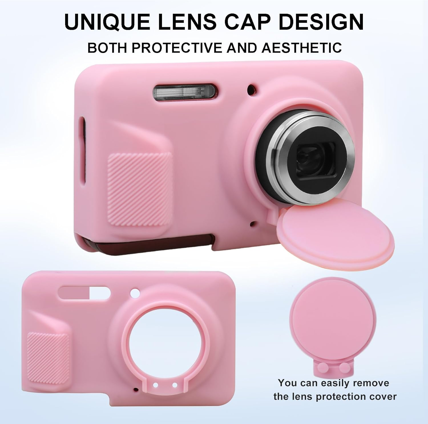Supmay Silicone Camera Case for Kodak PIXPRO FZ55 16MP CMOS Sensor Digital Camera, Soft Silicone Protective Case Removable Lens Cover, Video Vlogging Camera Cover, Pink image number 5