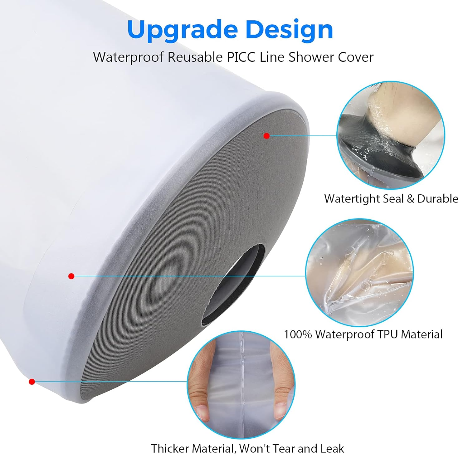 PICC Line Shower Cover, PICC Line Covers for Upper Arm Waterproof, Reusable IV&PICC Line Sleeve, Shower Sleeve Protector Cast Cover for Arm Adult Kids Chemotherapy Broken Wound Elbow Bandage Dressing image number 5