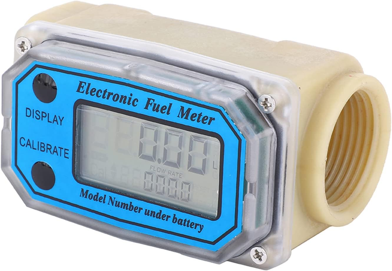 Turbine Flow Meter, 1" BSPT Mini Digital Turbine Flowmeter Diesel Fuel Flow Meter 10‑90L/Min for Diesel, Kerosene, Gasoline image number 5