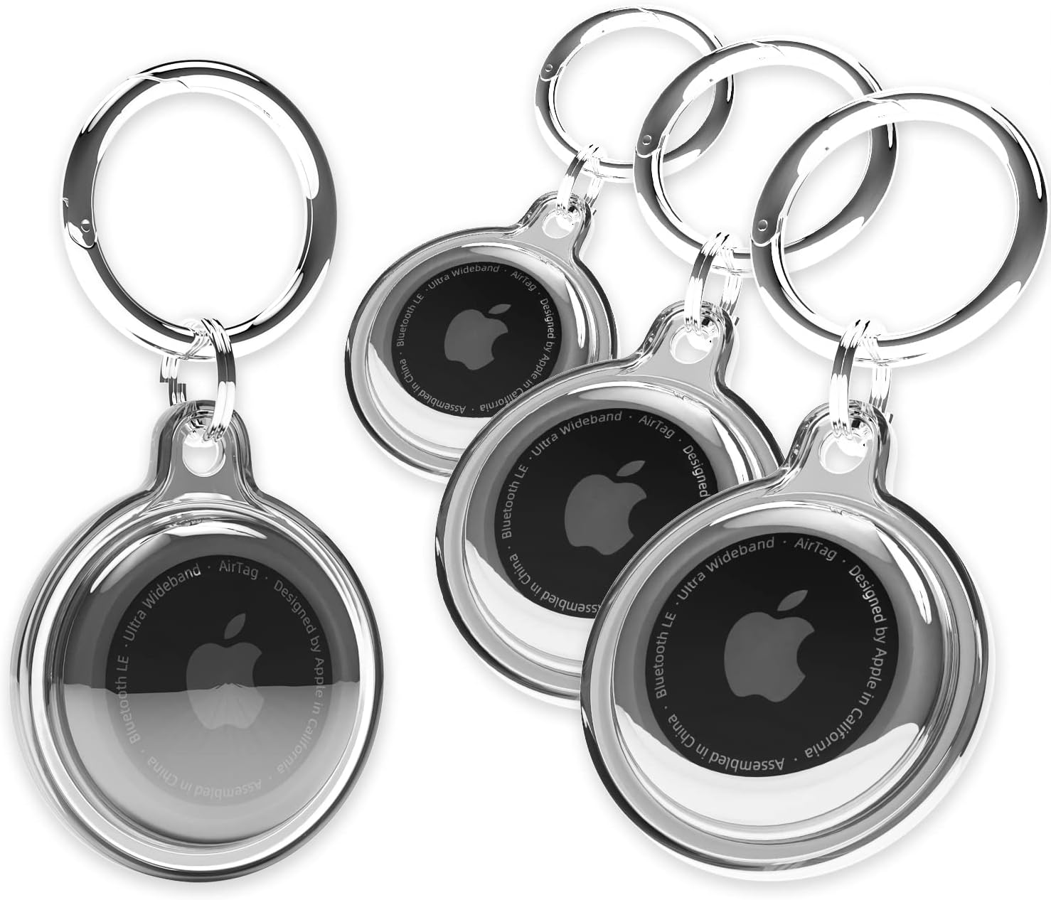 Airtag Keychain Holder (4 Pack) for Apple Airtags Anti-Lost Air Tag Holder Case Compatible with Car Keys Luggage Dog Collar