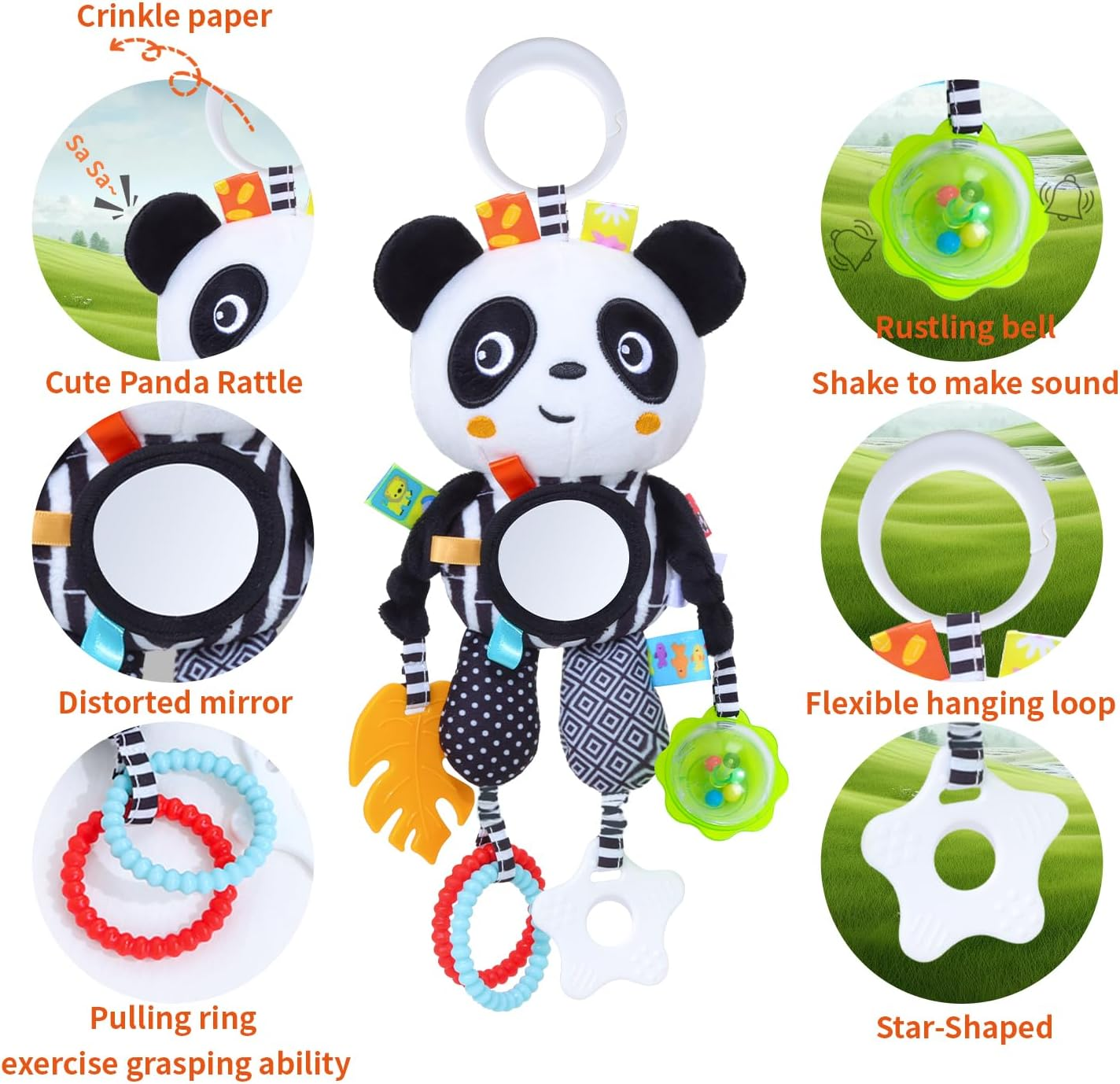High Contrast Baby Toys,Black and White Hanging Toys,Car Seat Stroller Toys Newborn Boys and Girls 0 3 6 9 12 Months image number 2