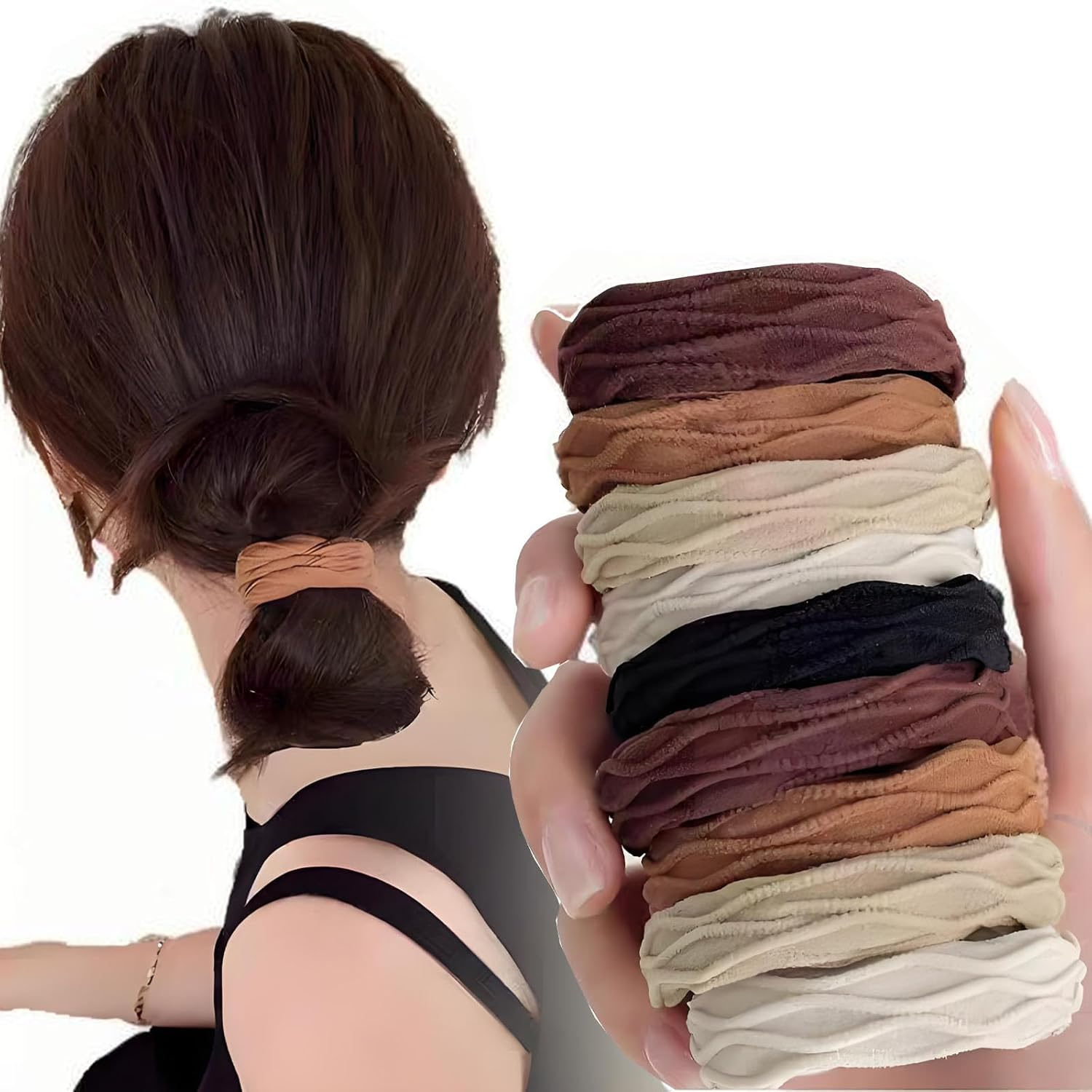 100 Pcs High Elasticity Hairband,Hair Tie,Softmetal-Free Seamless Hair Bands,Ponytail Holders for Thick Heavy and Curly Hair9（5 Colors）