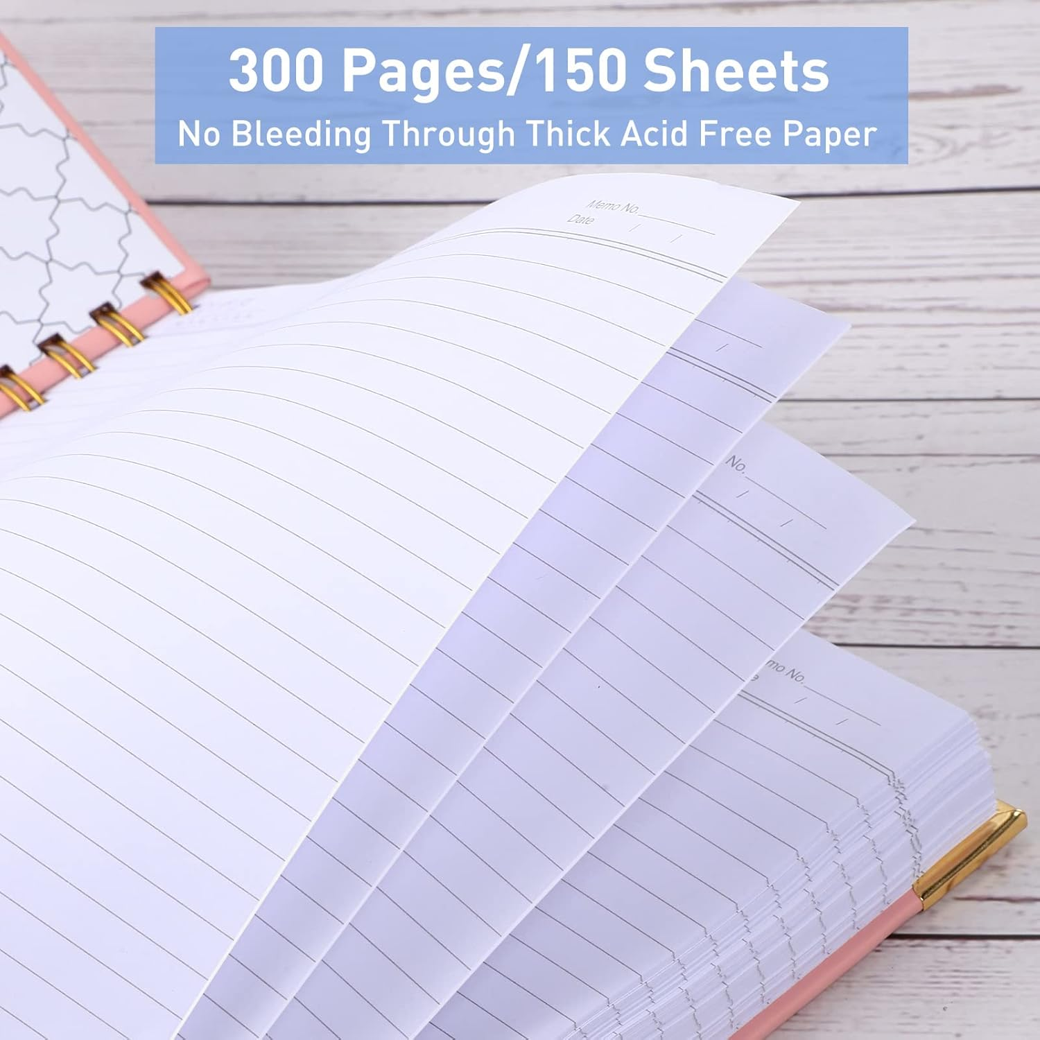 Spiral Notebook, College Ruled Notebook Journal, 8.5&rdquo; X 11&rdquo;, 300 Pages Leather Writing Journal for Women Men, A4 Hardcover Notebook for Work School, 24Pcs Index Tabs, Teal image number 4