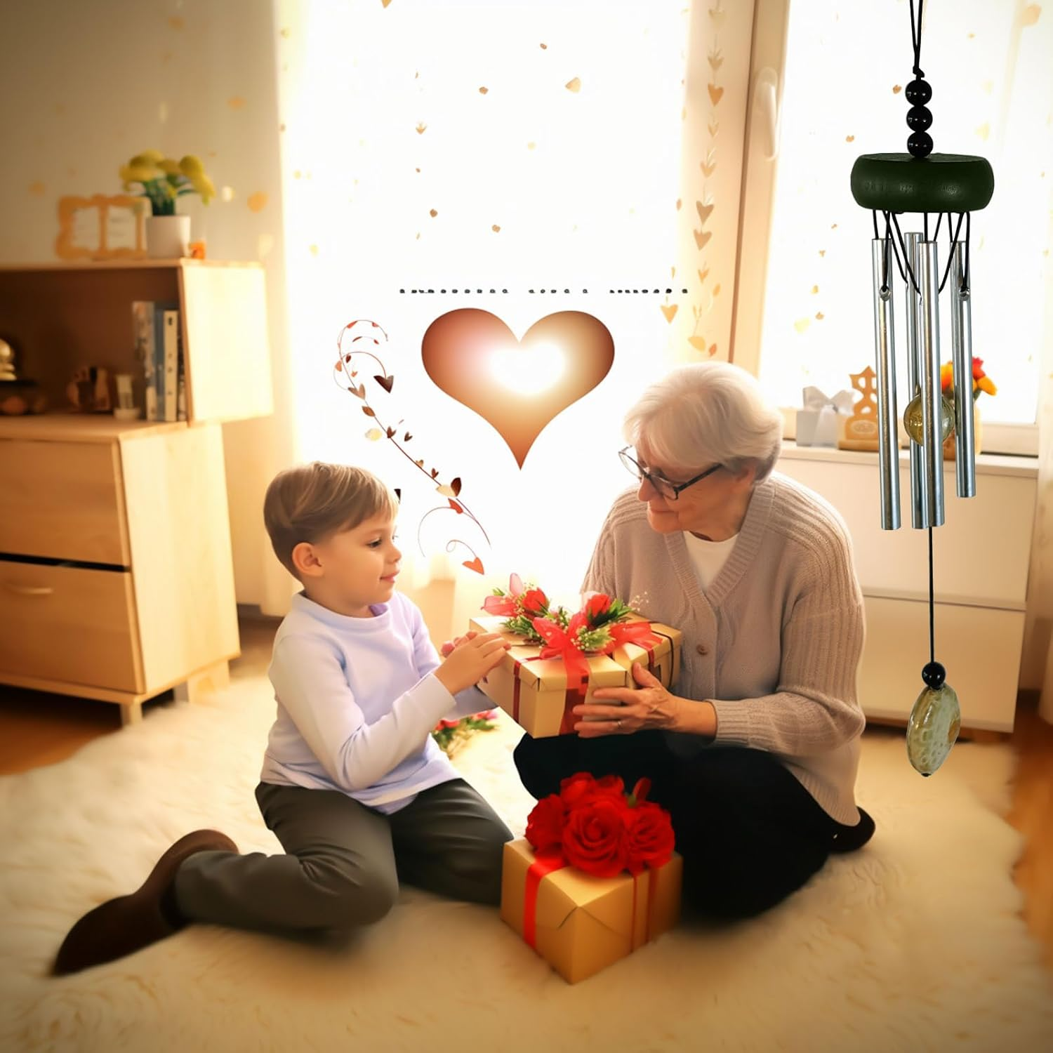 Mini Wind Chimes for Indoor,With Wind Catcher, Suitable as a Gift,Christmas Windchimes Indoors Gifts for Unisex (Dark_Green) image number 6