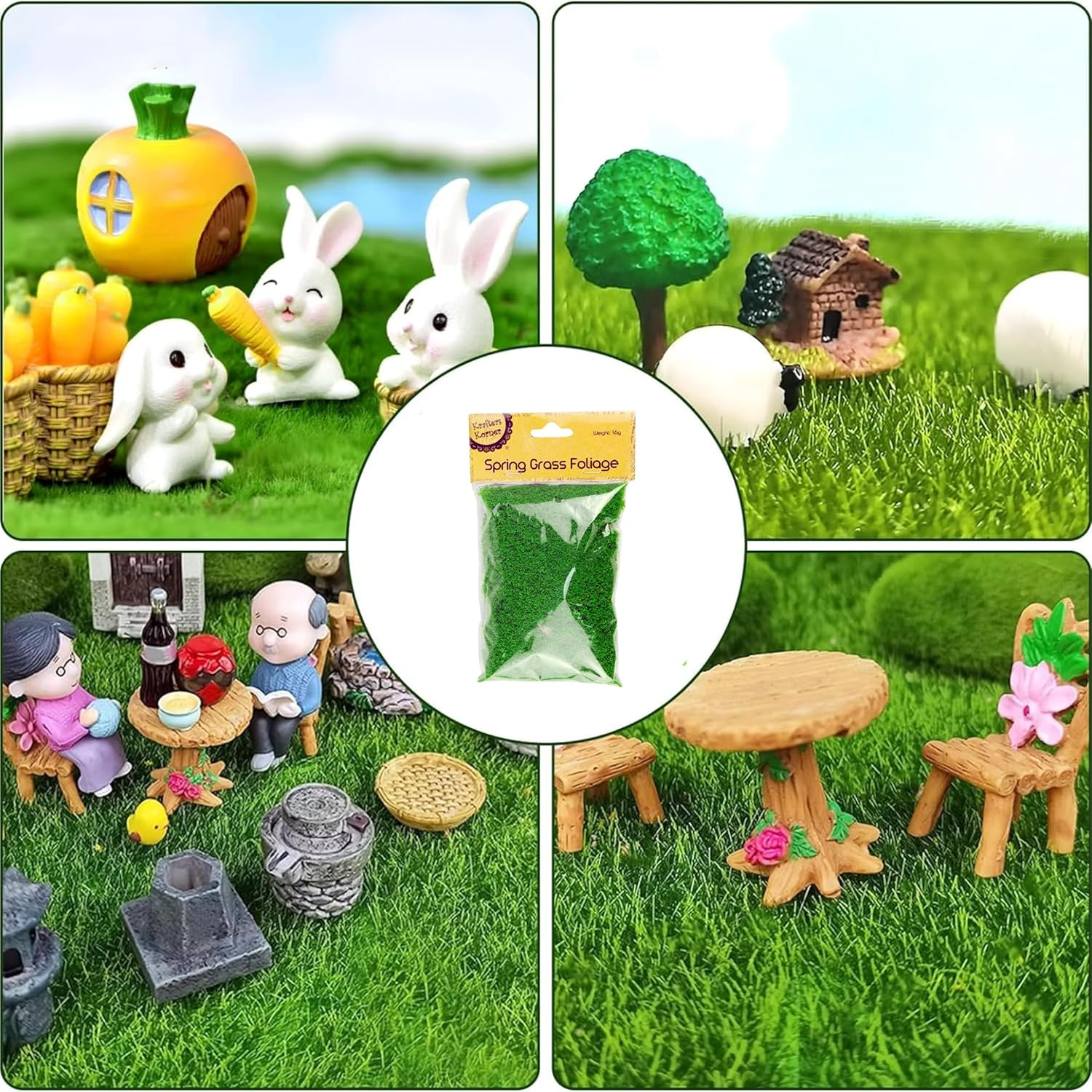 Spring Grass Foliage 45G Green for Garden Miniatures Clay DIY Artificial Sand Table Micro Landscape Building