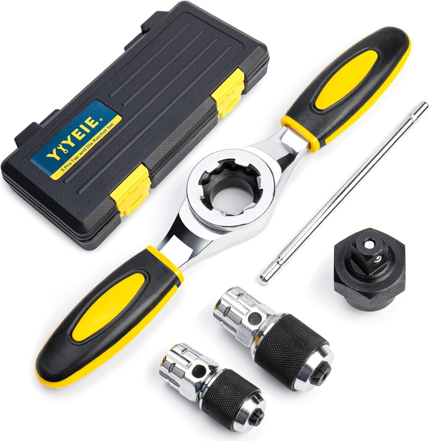 YIYEIE Ratcheting Tap and Die Handle, 5PC Tap Handle Tool with Ratchet Tap Socket, Extendable T-Handle Tap Wrenches Set image number 2