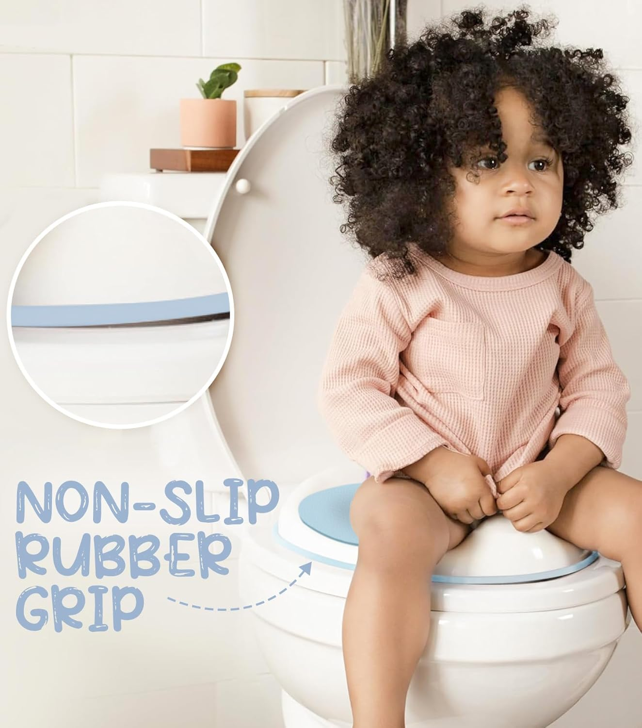 Potty Training Toilet Seat - Ultra-Stable Kids Toilet Seat with Soft Cushion, Anti-Slip Portable Potty Training Seat with Splash Guard for Boys Girls, Fits round & Oval Toilets - Blue image number 6