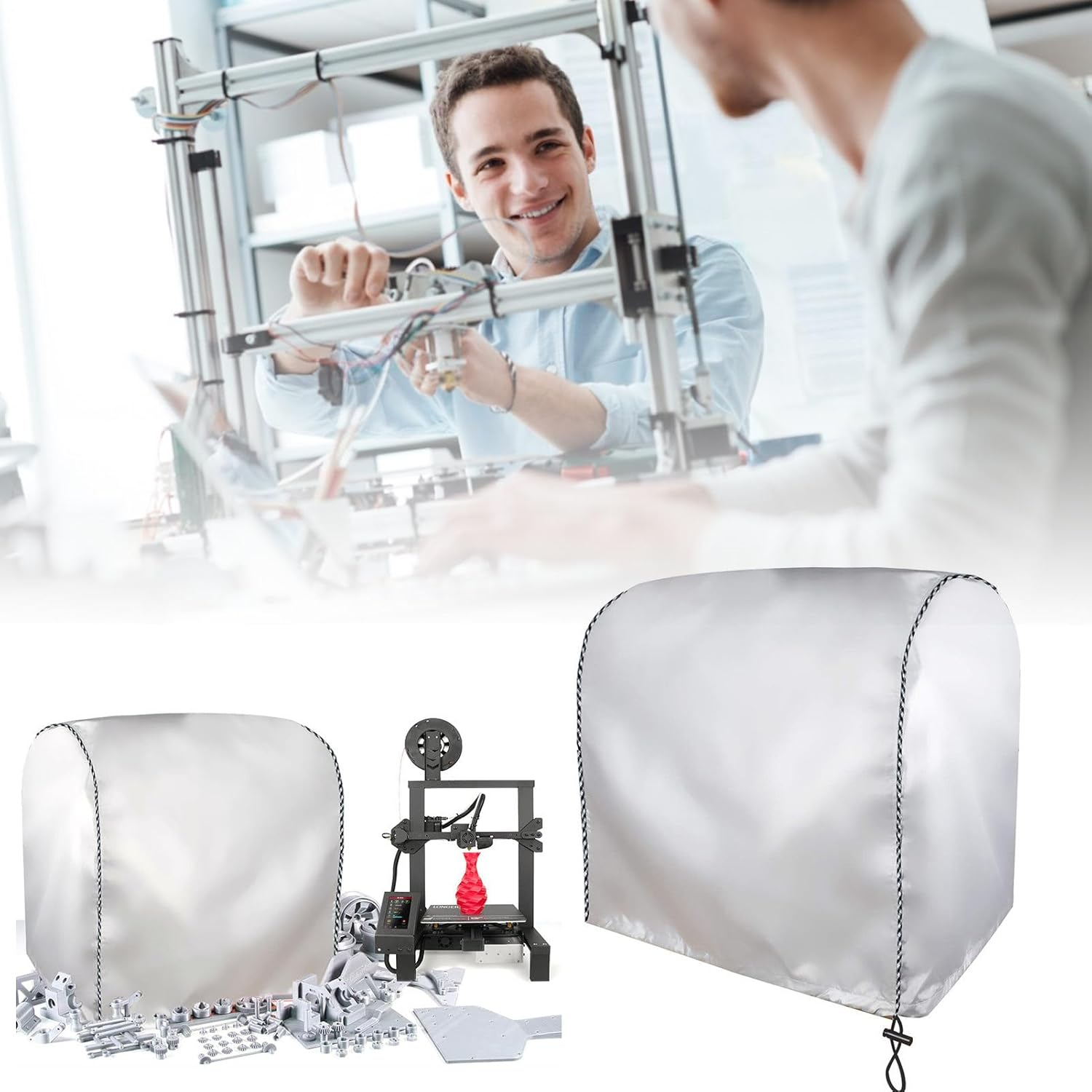 3D Printer Cover | Dust-Proof Case - Dust-Proof Protector Waterproof 3D Printer Accessories for Water Stains Oil Marks Maintenance Electronics Workshop Workplace Home - Q: image number 4