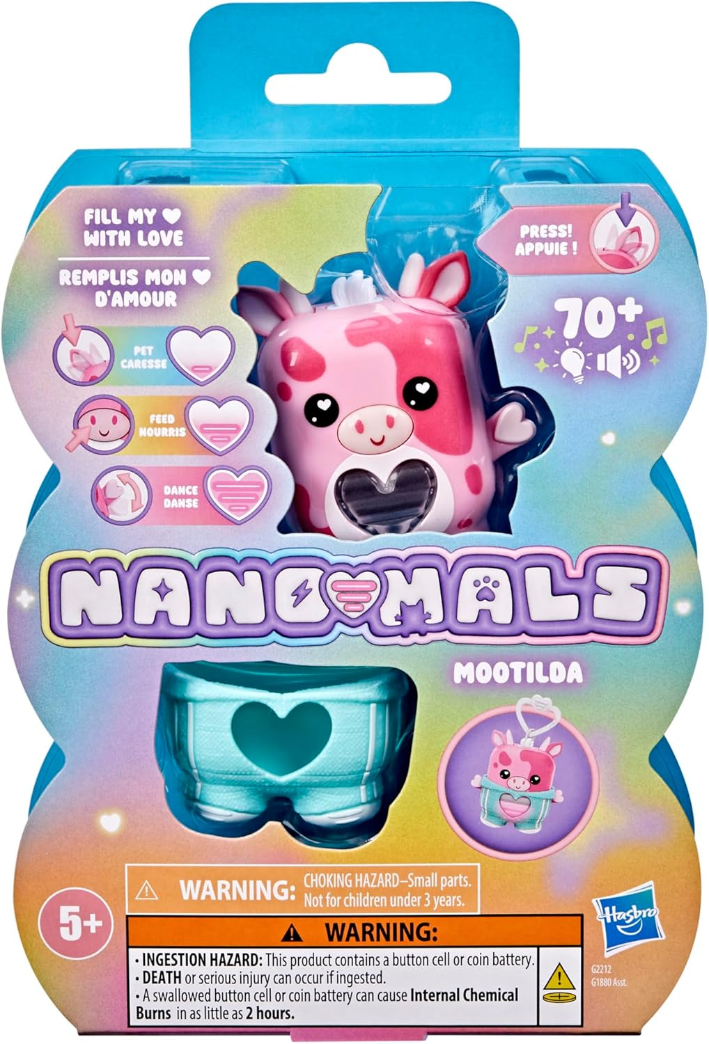 Hasbro Nano-Mals Mootilda the Pink Cow, Electronic Pet Cow Toy, 70+ Responses, Interactive Fidget Toys for Girls & Boys Ages 5+ image number 1