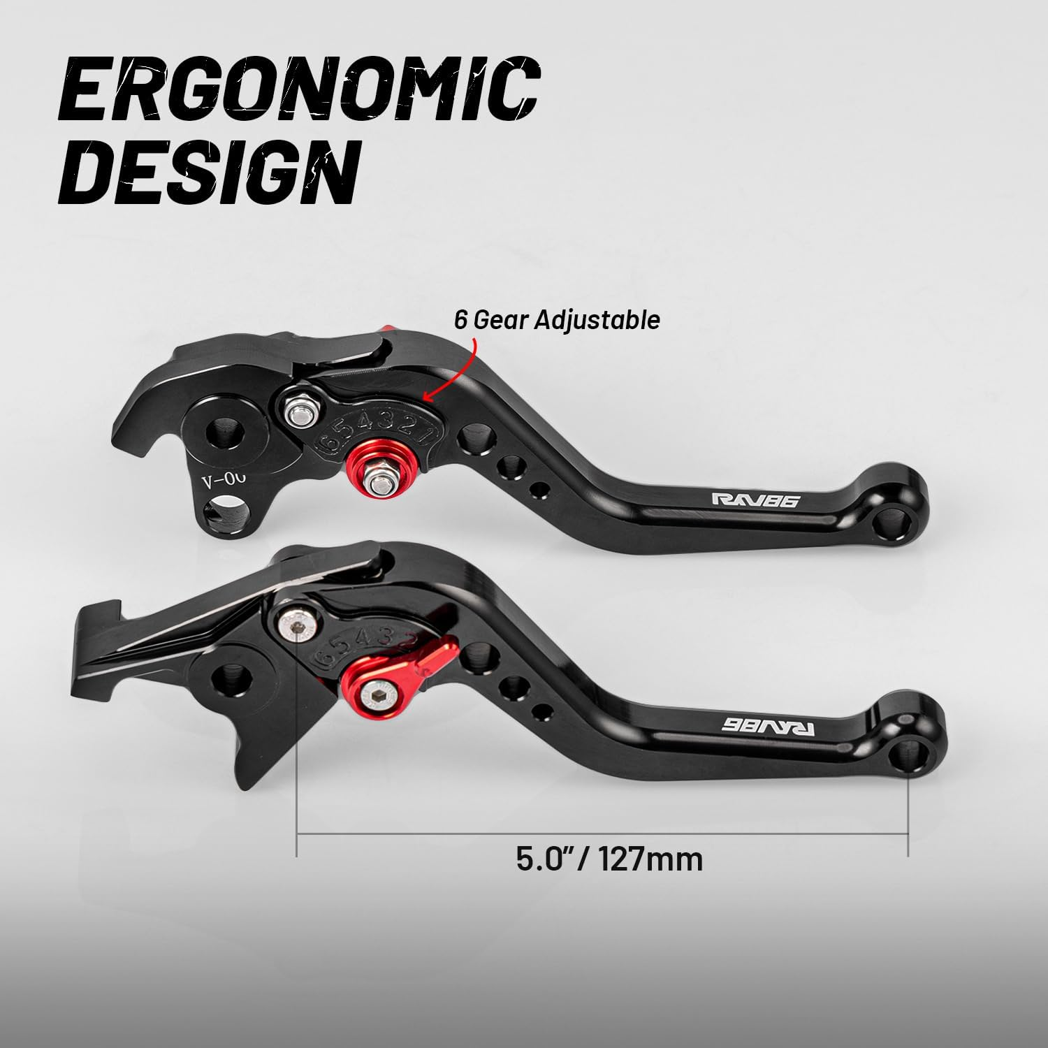 RKV86 Short Brake Clutch Levers Aluminum CNC for Honda CBF1000 (2006-2009),VFR750 (1991-1997),VF750S Sabre (1982-1986), VFR800/ VFR800F (2002-2020), VTR1000F Firestorm (1998-2005) Black