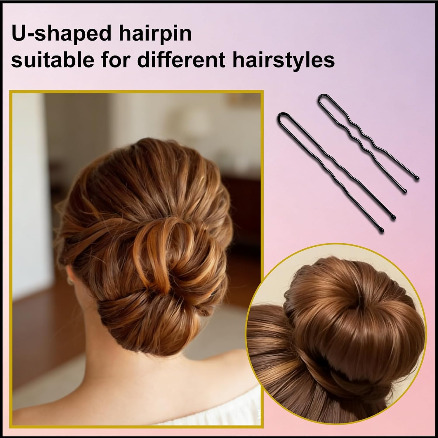 Pack of 200 Hair Pins, Bobby Pins, Black, Hair Clips, Hair Pins for Women, Ladies, Girls, Hair Accessories, Bun Pins, for Hair Accessories, with 100 Pieces Invisible Clear Hair Bands (Black) image number 3