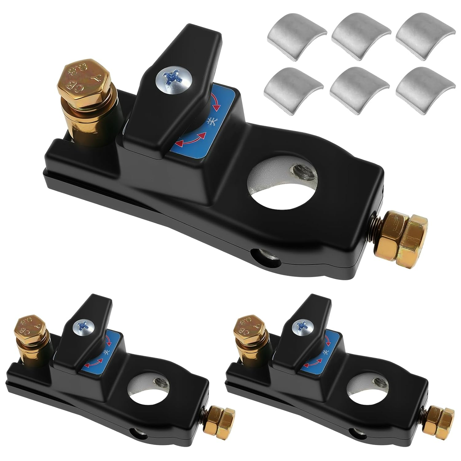 3Pcs Battery Disconnect Switch, 12V 24V Battery Power Cut Isolator Kill Switch, Universal Heavy Duty Battery Shut off Switch, Quick Disconnect for Car, Truck, RV and Boat image number 3