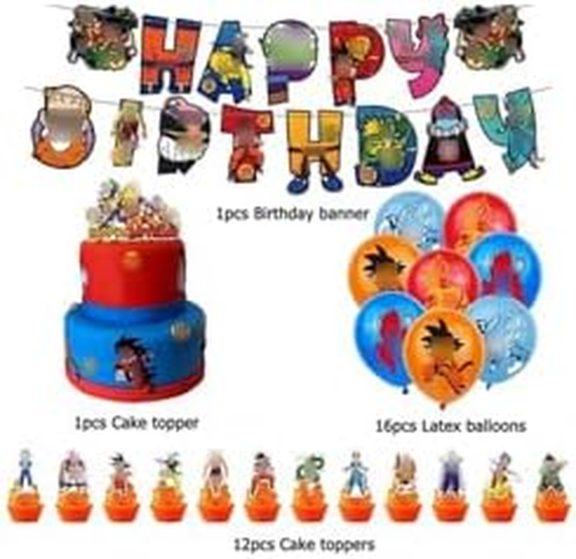 Birthday Decoration Birthday Decorations Party Supplies Birthday Balloons Dragonball Balloons Birthday Goku Cake Topper Birthday Banners image number 4