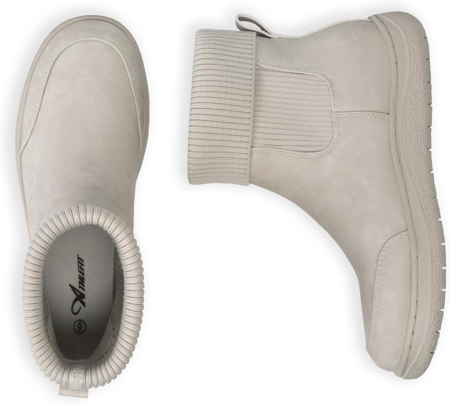 Athlefit Women'S Chelsea Ankle Boots Comfortable Winter Short Leather Boots Fashion Slip on Elastic Sock Booties image number 3