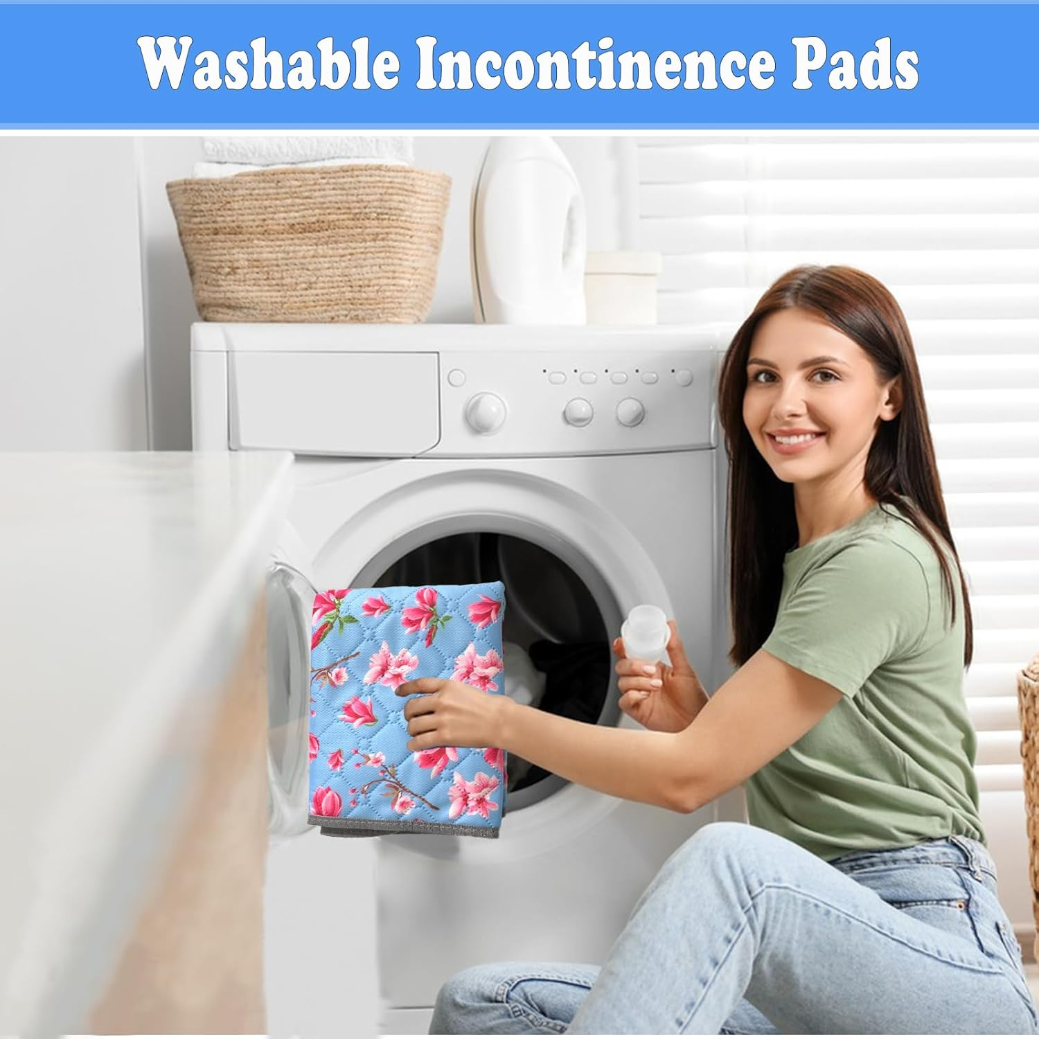 Waterproof Chair Pads for Incontinence, Reusable Washable Wheelchair Pads for Seat with Handles, Highly Absorbent Wheelchair Cover for Adults and Elderly Pink 35.4" X 19.68"