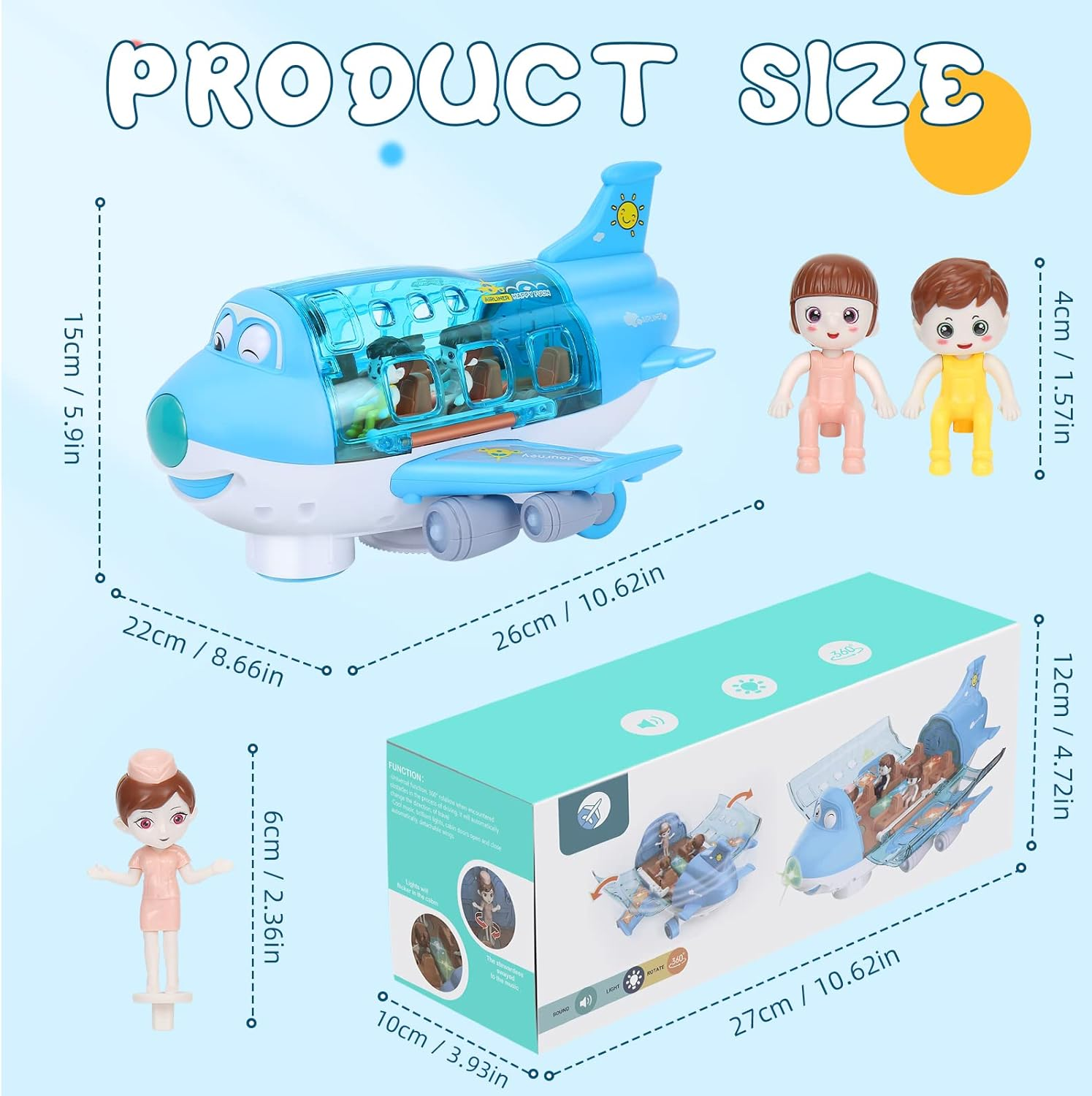 Aeroplane Toys Electric Toy Plane Gifts for Boys Girls Children Stunt Electric Aircraft Toy with Light Effects Passenger Airplane Simulation Model 360&deg; Rotating image number 3