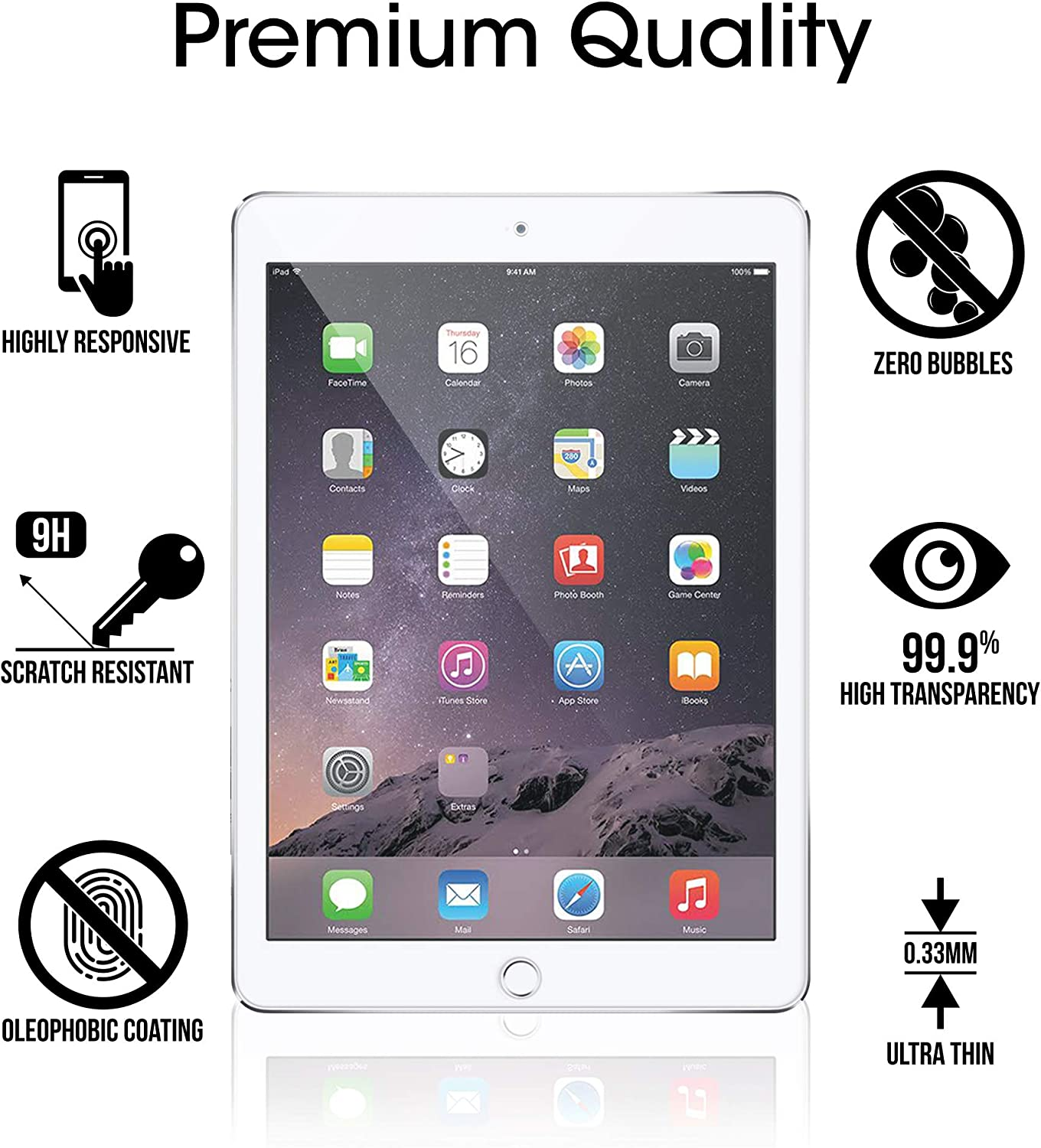 Amfilm Glass Screen Protector for Ipad 9.7 6Th Gen, 5Th Gen, Ipad Pro 9.7, Ipad Air, Air 2, Tempered Glass, Apple Pencil Compatible image number 5