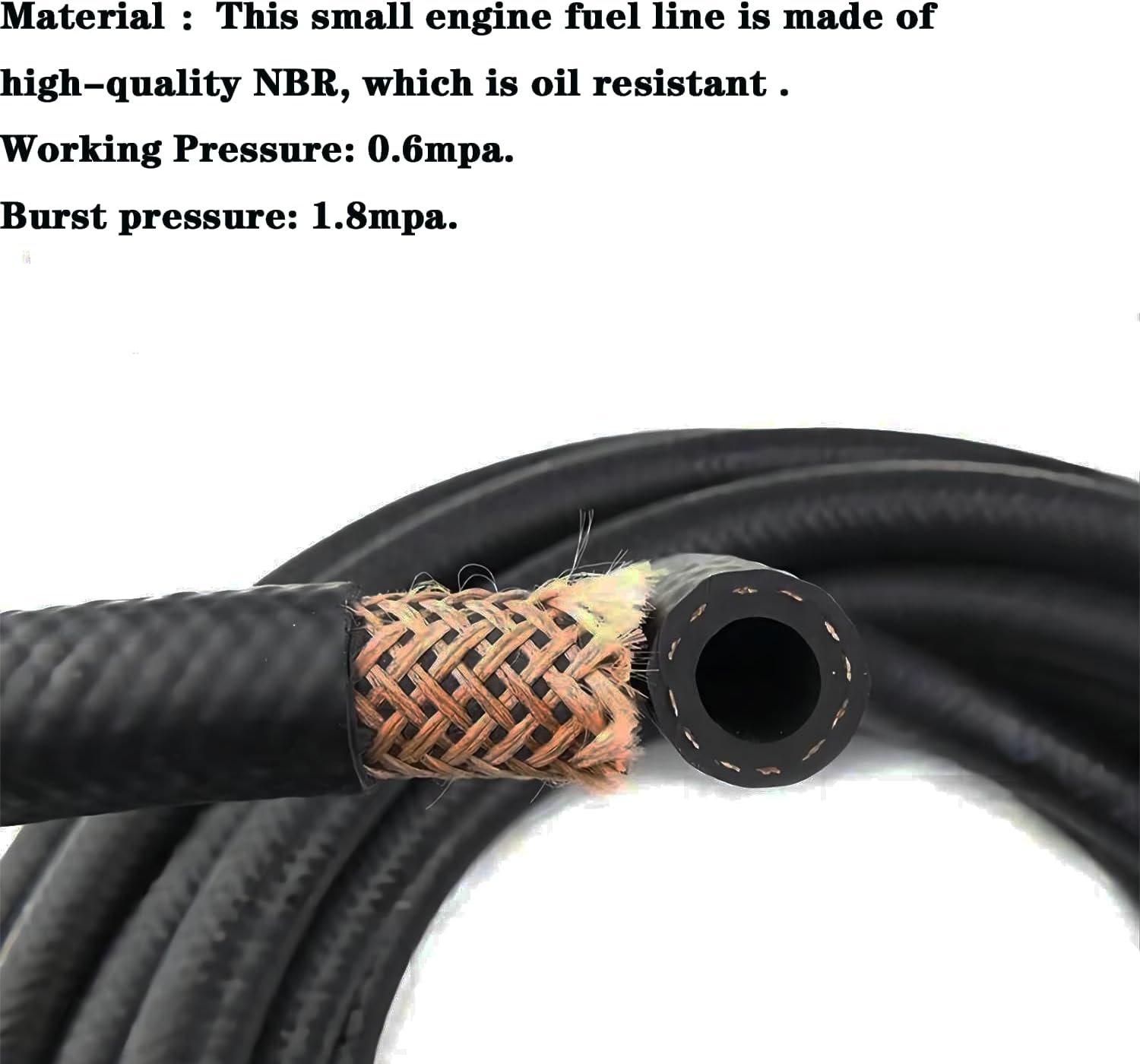 Fuel Line 6Mm ID NBR Fuel Line Hose 6AN Push on Hose for Small Engine 10 Feet