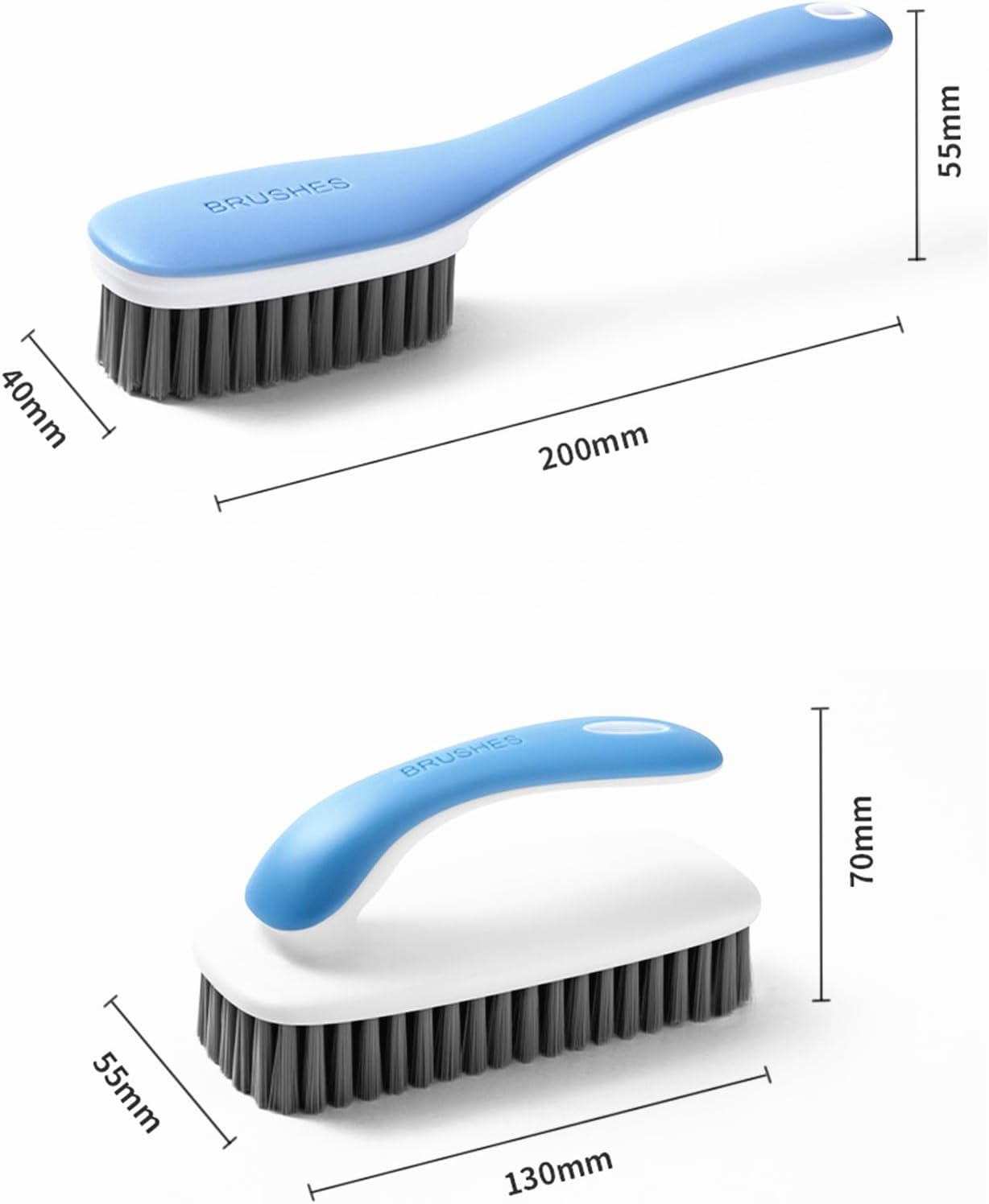 2Pcs Household Cleaning Shoes Clothes Scrubbing Brushes, Cleaning Brushes for Bathroom, Ergonomics Grip Easy Hold, Blue. Orange. (Blue)