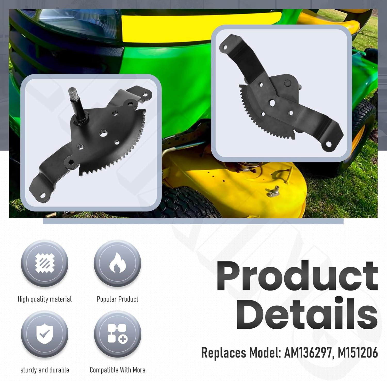 AM136297 M151206 Steering Sector Gear for John-Deere AM136297 M151206 X300 X320 X340 X500 X520 Lawn Tractor, It Is on the Steering Shaft, Mounted under the Steering Wheel Assembly image number 3