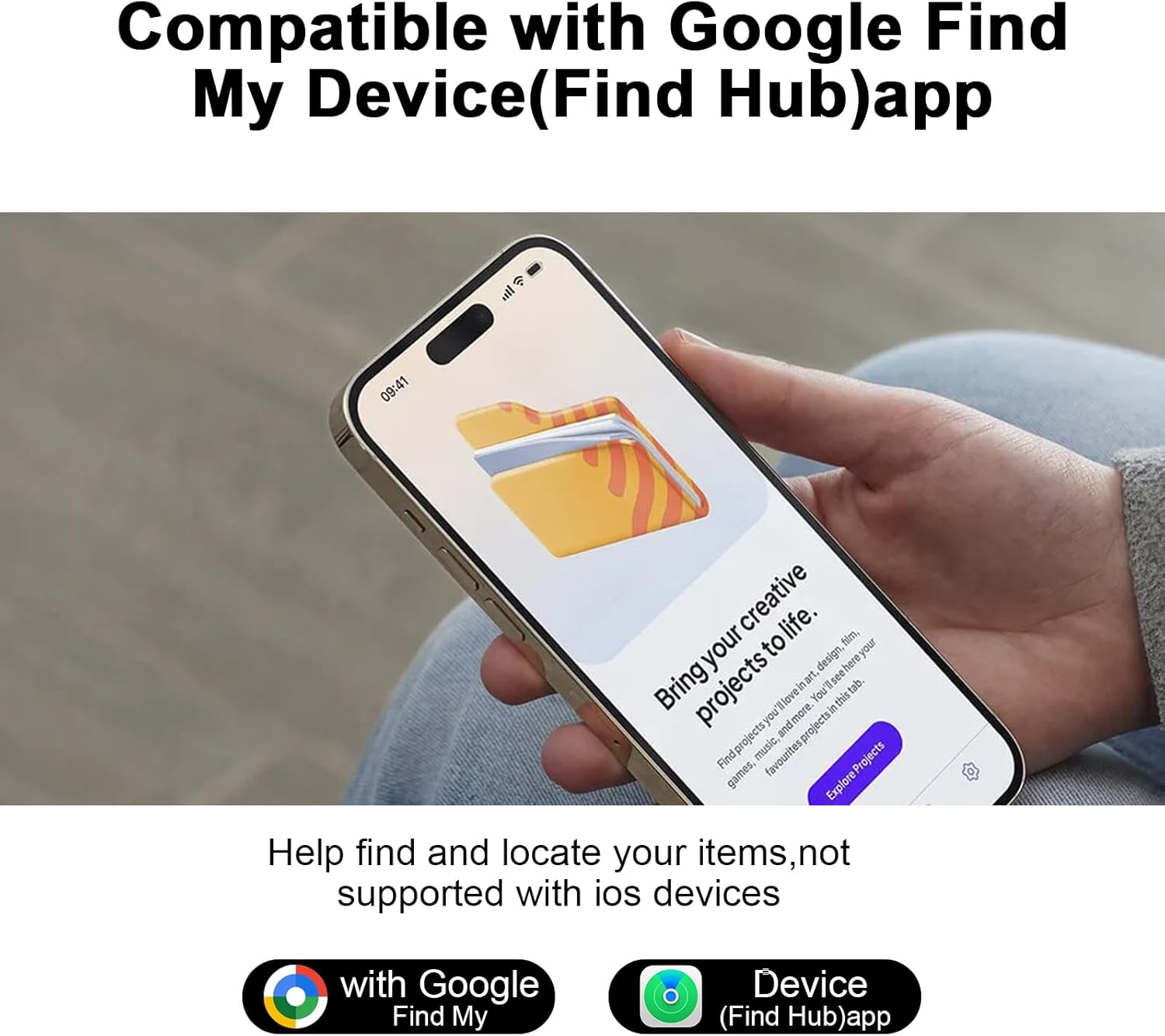 Wallet Tracker for Android, Wallet Tracker Card Thin 2 Mm, Compatible Google Find My Device App (Android Only), IP68 Waterproof, Wireless Charging, Tracking Card for Suitcases/Bags, Pack of 2