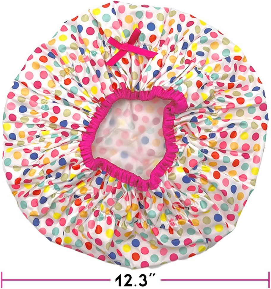 Betty Dain Fashionista Collection Mold Resistant Lined Shower Cap, Deco Dots, 2.8 Ounce image number 2