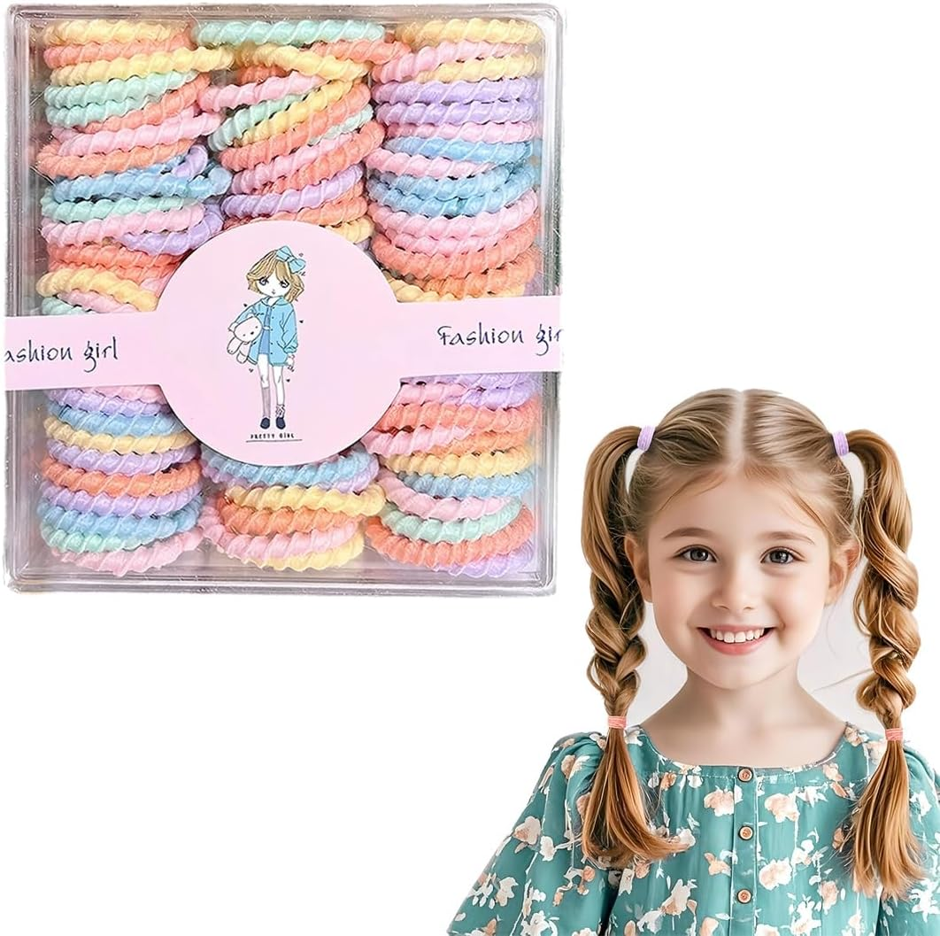 JYNVO Hair Bobbles Girls Hair Scrunchies Girls 90 Pieces Hair Bobbles Girls - Pink, Blue, Purple - Hair Accessories for Girls Everyday and Hairstyles