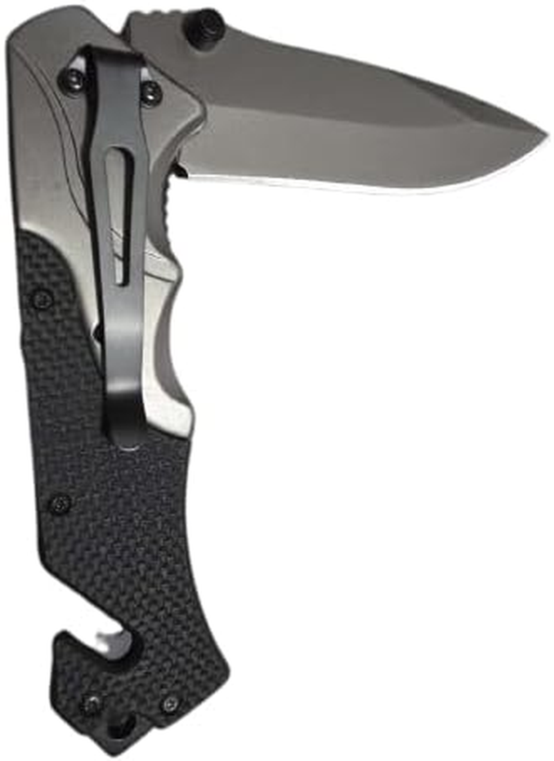 Weebeelu Folding Pocket Knife &ndash; 8Cm Stainless Steel Blade, Ergonomic Metal Handle, Locking Safety Mechanism, Black & Silver &ndash; Lightweight EDC Tool for Outdoor, Camping, Fishing, Hiking