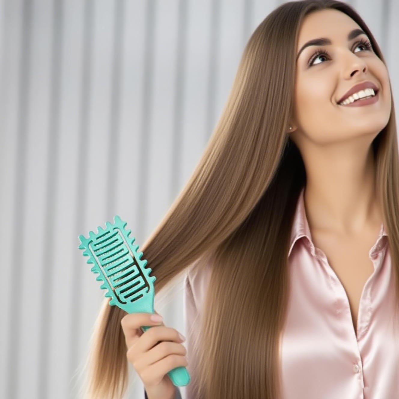 Curl Defining Brush for Curly Hair, Vented Hair Brush, Define Styling Brush for Curly Hair, Shaping and Defining Curls for Women,Reduces Pulling and Separation (Green)