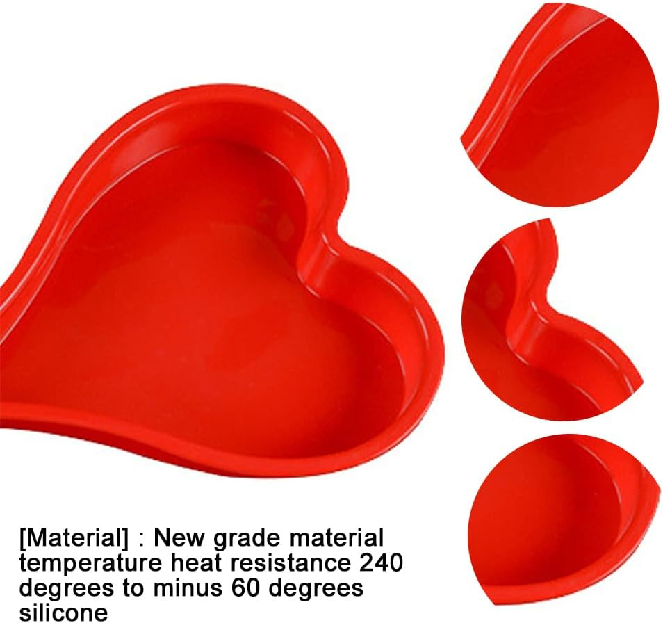 3 Pack Heart Shaped Cake Pans, 23.3Cm Silicone Cake Molds, Reusable Cake Baking Tray, Nonstick Cheesecake Molds, Heat Resistant Cake Tins for Cake Cheesecake Chiffon Cake Muffin