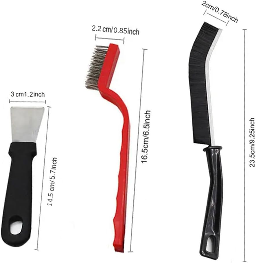 8-Piece Crevice Cleaning Kit with 2 Scrapers - Heavy Duty Grout Cleaner & Shower Cleaning Brush | Multi-Purpose Bathroom Scrubber & Kitchen Brush for Tiles and Windows | Home Essentials Cleaning Set image number 2