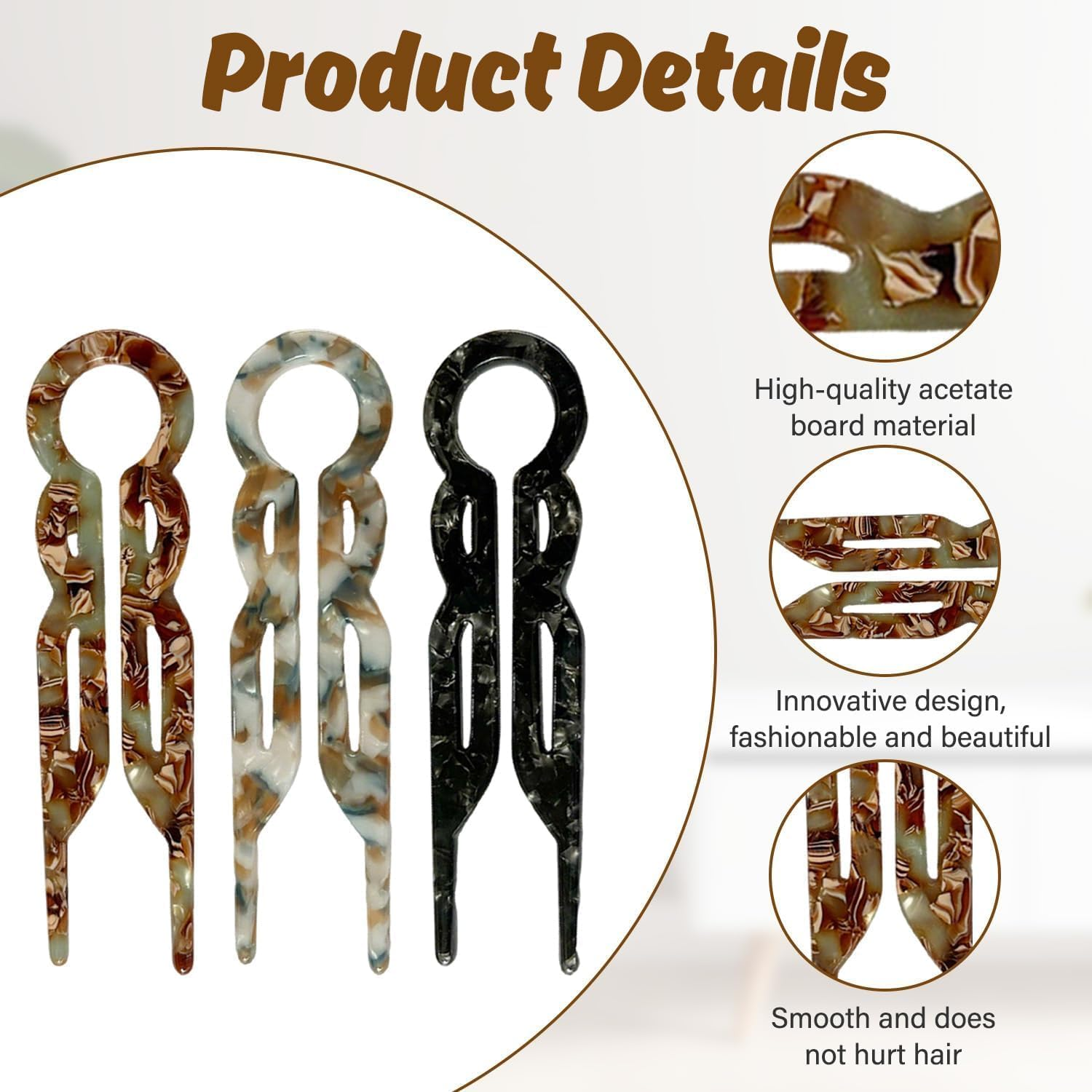 Lialys Hairpins Prestige Hair Pins, 3Pcs U-Shaped Lialysoff Hair Clips, Double Grip Prestige Lialys Hairpins for Women and Girls image number 6