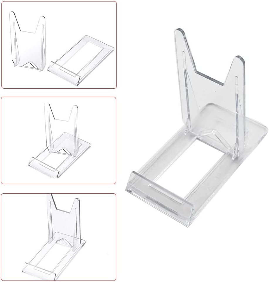 12 Pieces Two Part Adjustable Clear Acrylic Plastic Display Stand Easel Acrylic Plate Stands Plastic Display Picture Plate Holders for Home Office Supplies Festival Party Decoration image number 6