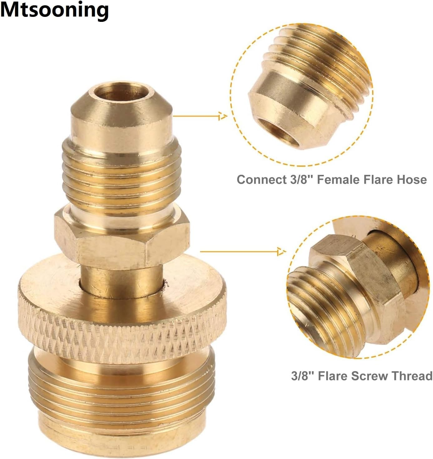 Mtsooning 1Lb Propane Tank Canister Regulator Adapter Connection to 3/8&rdquo; Male Flare (5/8"-18UNF) Thread, Portable Camping Grill Stove Parts for Heaters, Burner, Fire Pit image number 6