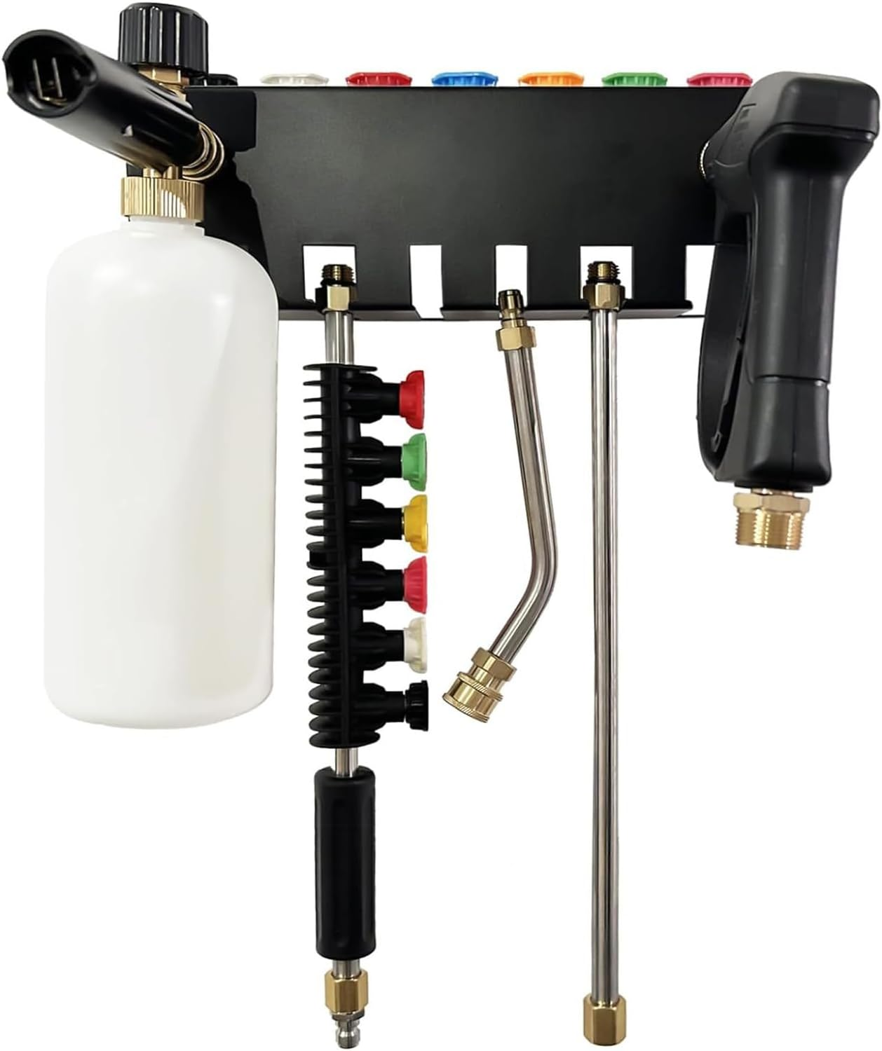 Pressure Washer Gun Holder, Foam Cannon Holder, Stainless Steel Storage Rack Organizer Wall Mounted for Foam Cannons, Washer Nozzle Tips and Wand, Fit 1/4 Inch Quick Connector