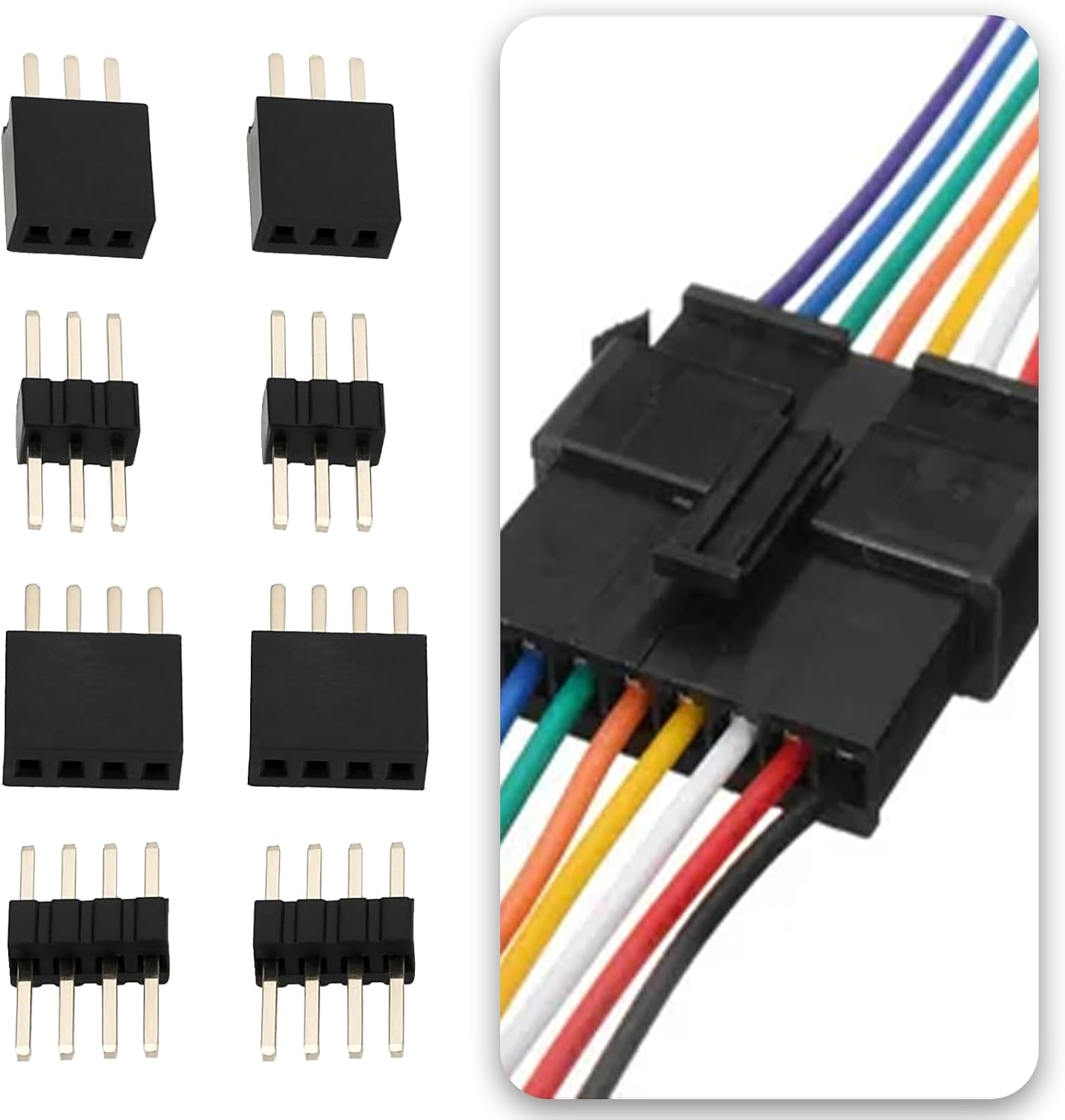 Ecsing 50 Pairs RM 1.27Mm Miniature Connectors Plug and Socket Set Includes 10 Pairs Each of 2 3 4 5 6 Pins Plugs and Sockets for Repairment and DIY