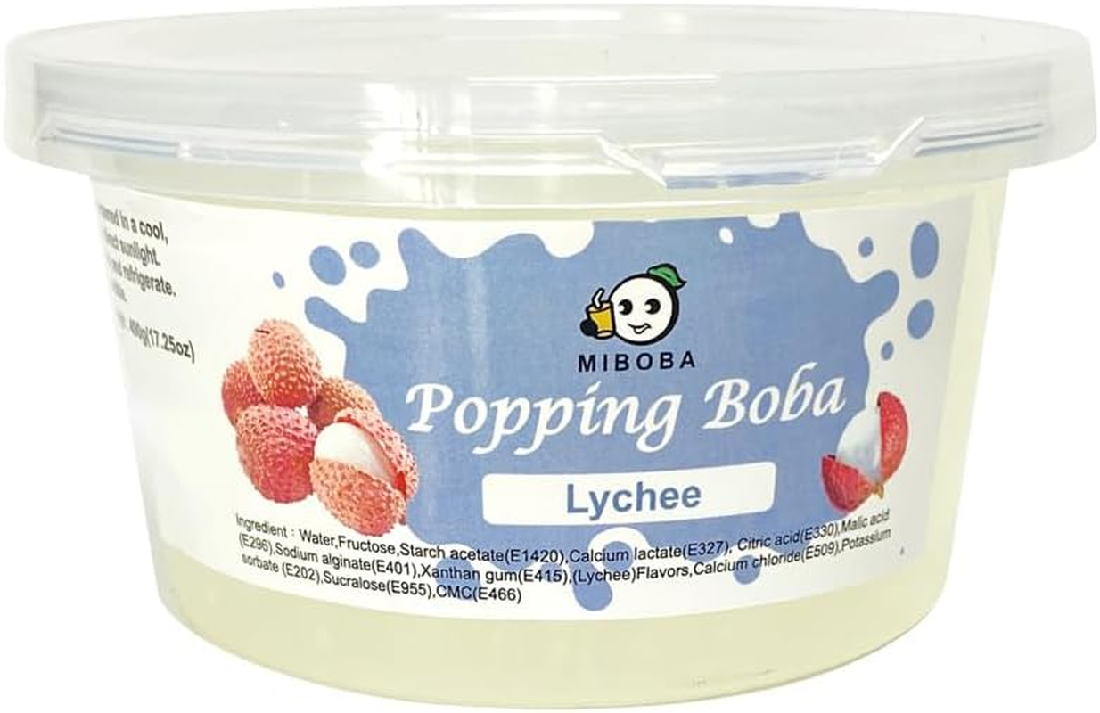 Lychee Popping Boba Pearls Bursting Boba Pearls for Bubble Tea, Popping Juice Boba Balls, Bomb Boba Pearl Balls - 490G(17.25Oz)