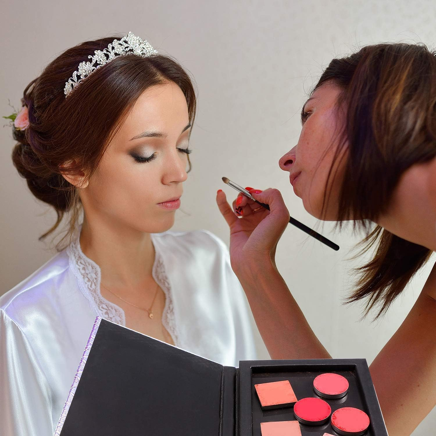 101 Pack Metal Stickers for Eyeshadow Palette Set, Includes 1 Makeup Depotting Tool, 50 Pieces Square Adhesive Empty Metal Stickers and 50 Pieces round Makeup Colorful Palette Sticker image number 2