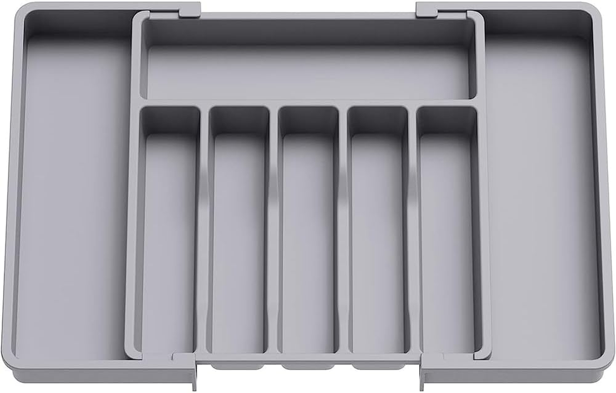 Silverware Drawer Organizer，Adjustable Cutlery Storage,Flatware and Cutlery Holder with 8 Compartments，Expandable Kitchen Drawer Organiser，For Spoons Forks Knives image number 3