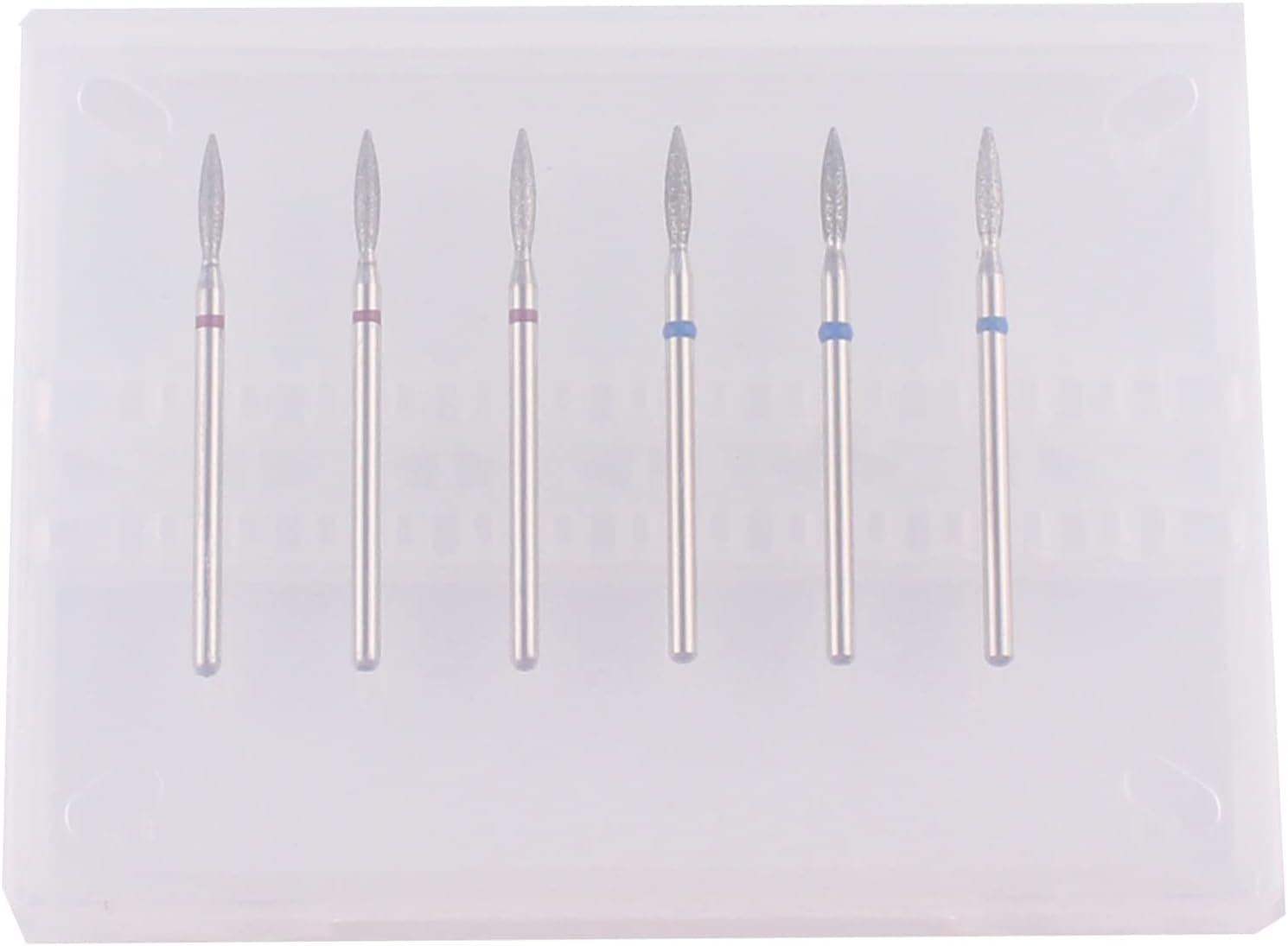 MZCMSL Flame Shape Diamond Cuticle Nail Drill Bit Set, 6Pcs Pro Manicure Drill Bits for Nail Prep, 3/32 Shank Efile Bit(Fine+Medium)