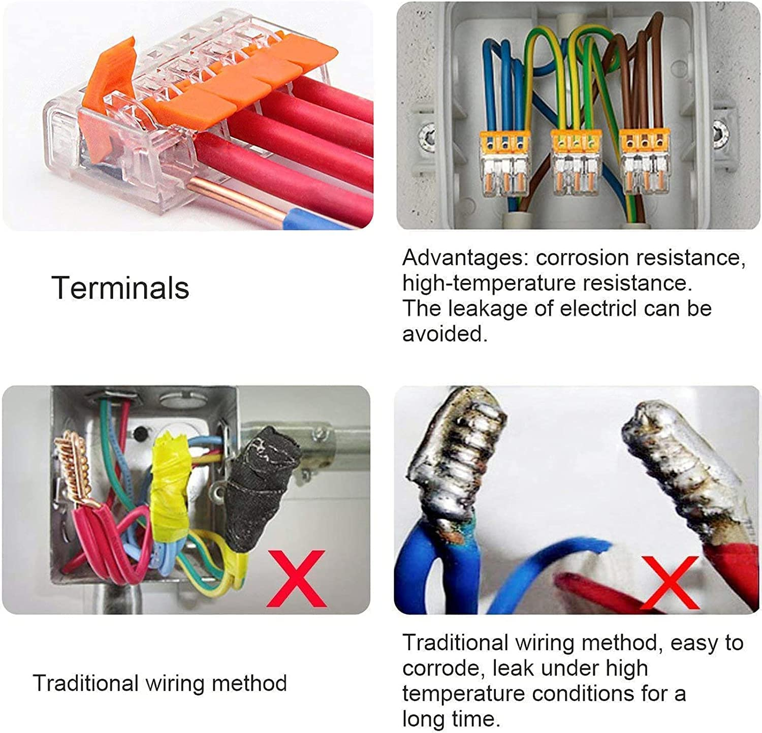 75 Pcs Lever Nut Assortment Splicing Connector Kit, Compact Splicing Connectors, Multi-Function Soft and Hard Wire Universal Electrical Connectors (2 Port 3 Port 5 Port) Blue image number 3