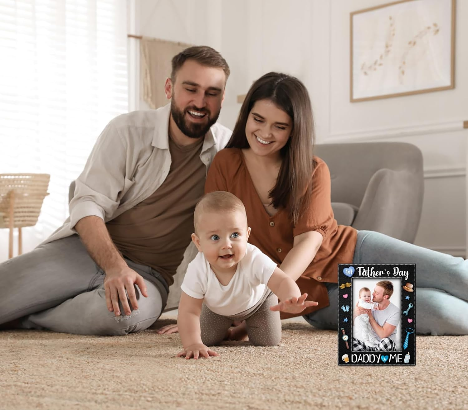 First Father'S Day Picture Frame Gifts for New Dad from Daughter Son Baby 4X6 Daddy and Me 1St Fathers Day Photo Frames for Newborn Baby Dad to Be First Time Daddy Nursery Decor image number 2